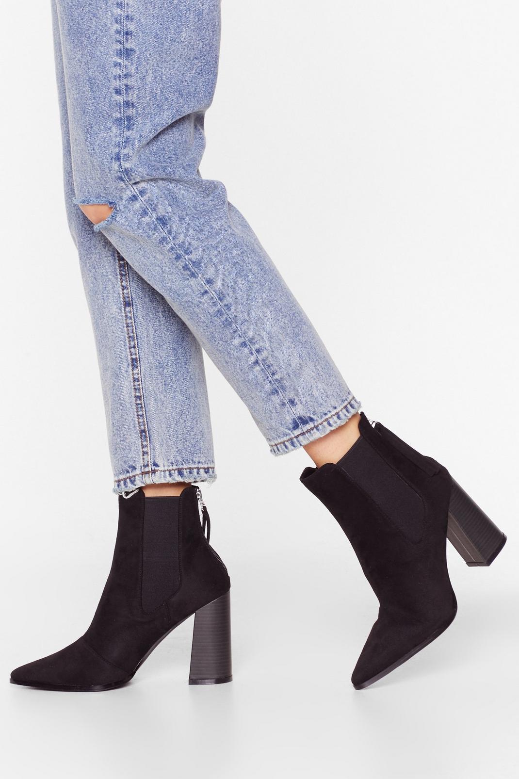 Faux Suede Chelsea Boots with Block Heel image number 1