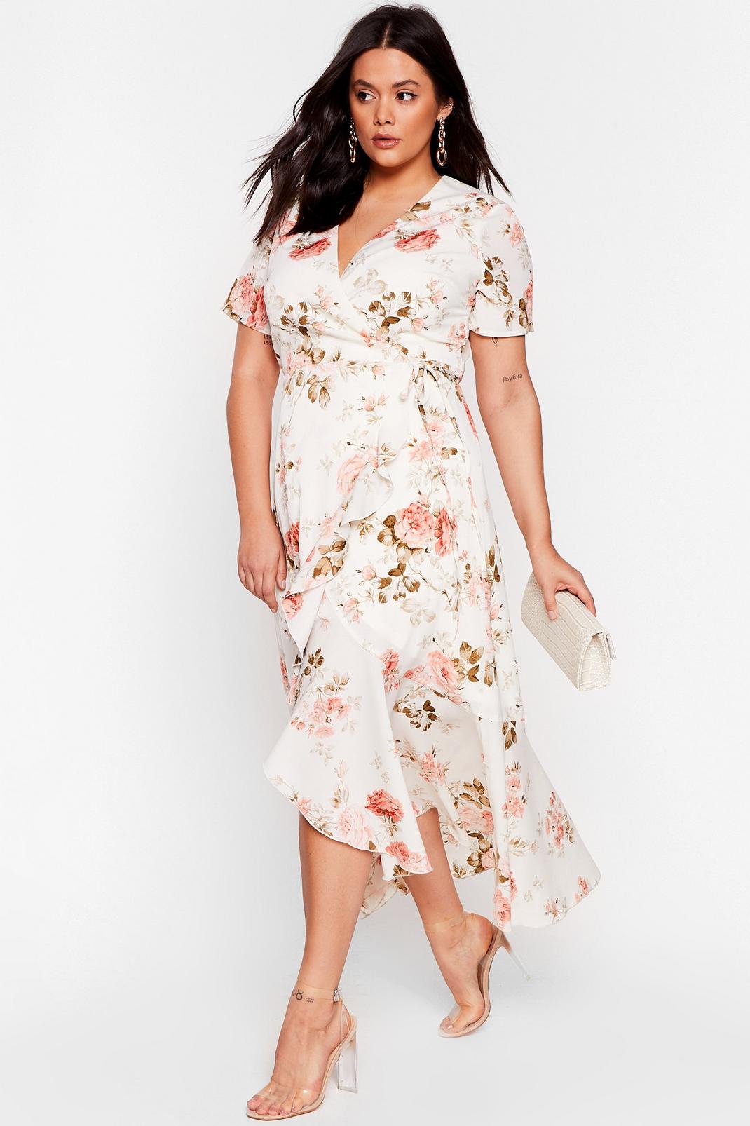 White That Guest Plus Floral Wrap Dress image number 1