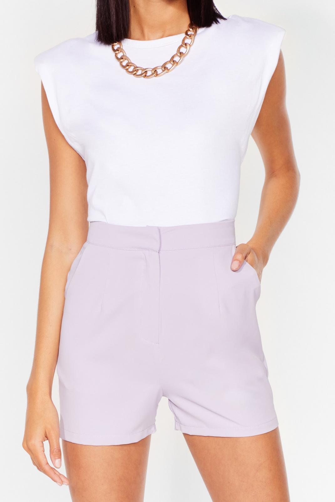 Lilac High Waisted Tailored Shorts image number 1