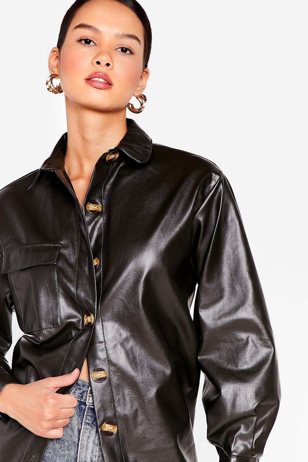 leather button down shirt