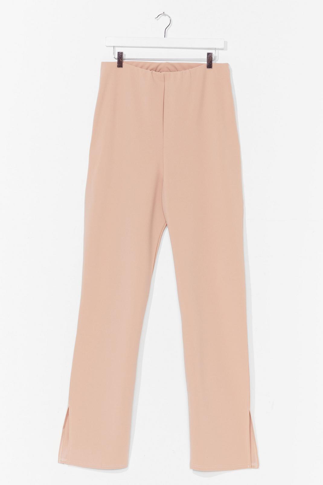 Stone Plus Size Fitted Split Hem Trousers image number 1