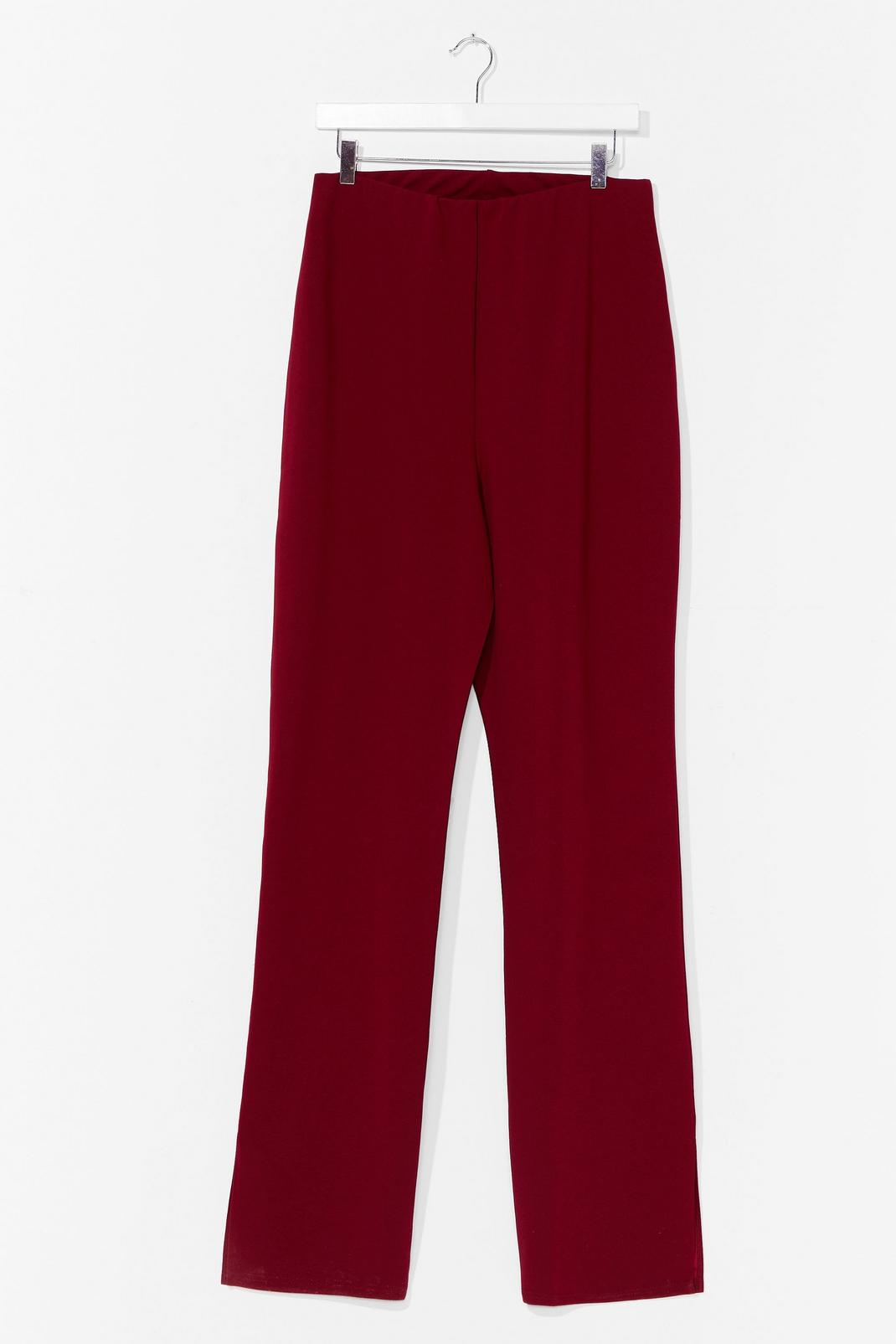 Wine Plus Size Fitted Split Hem Trousers image number 1