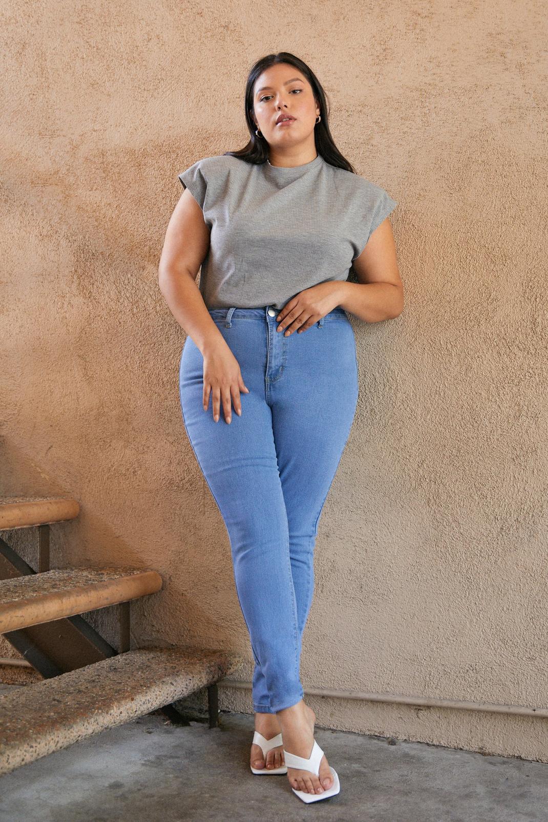 Light wash Stretch the Rules Plus Size Skinny Jeans image number 1