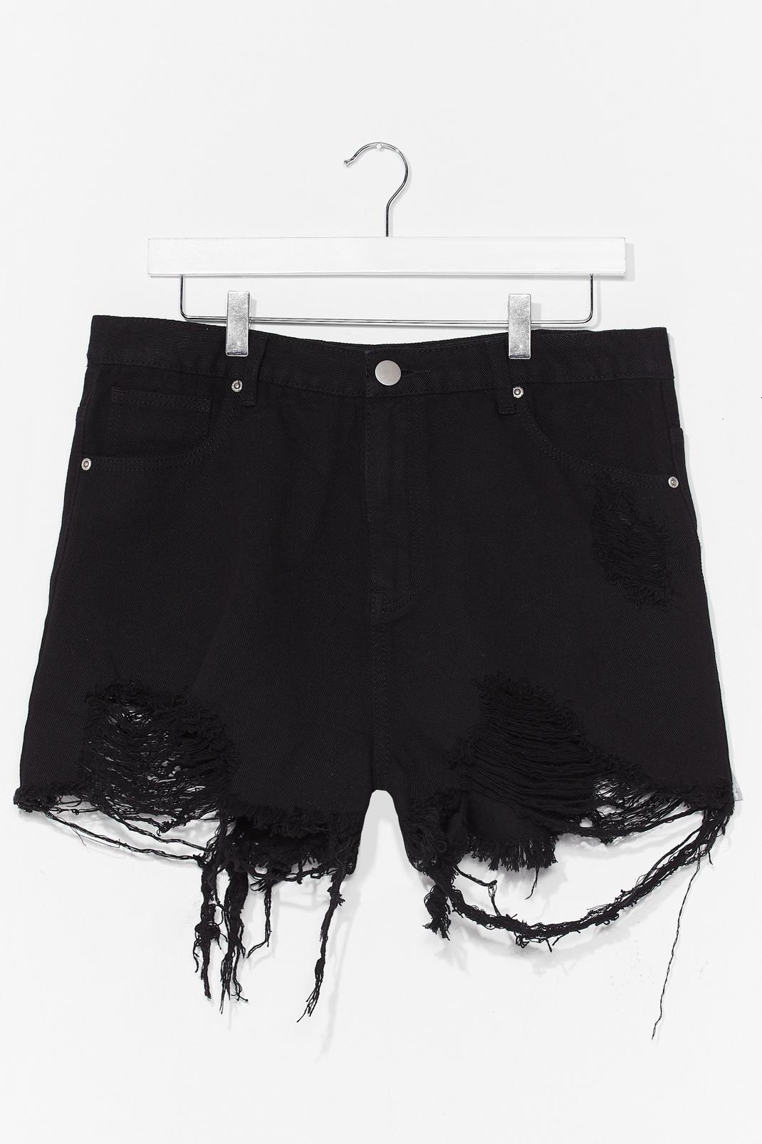 Black Plus Size Distressed Denim Shorts image number 1