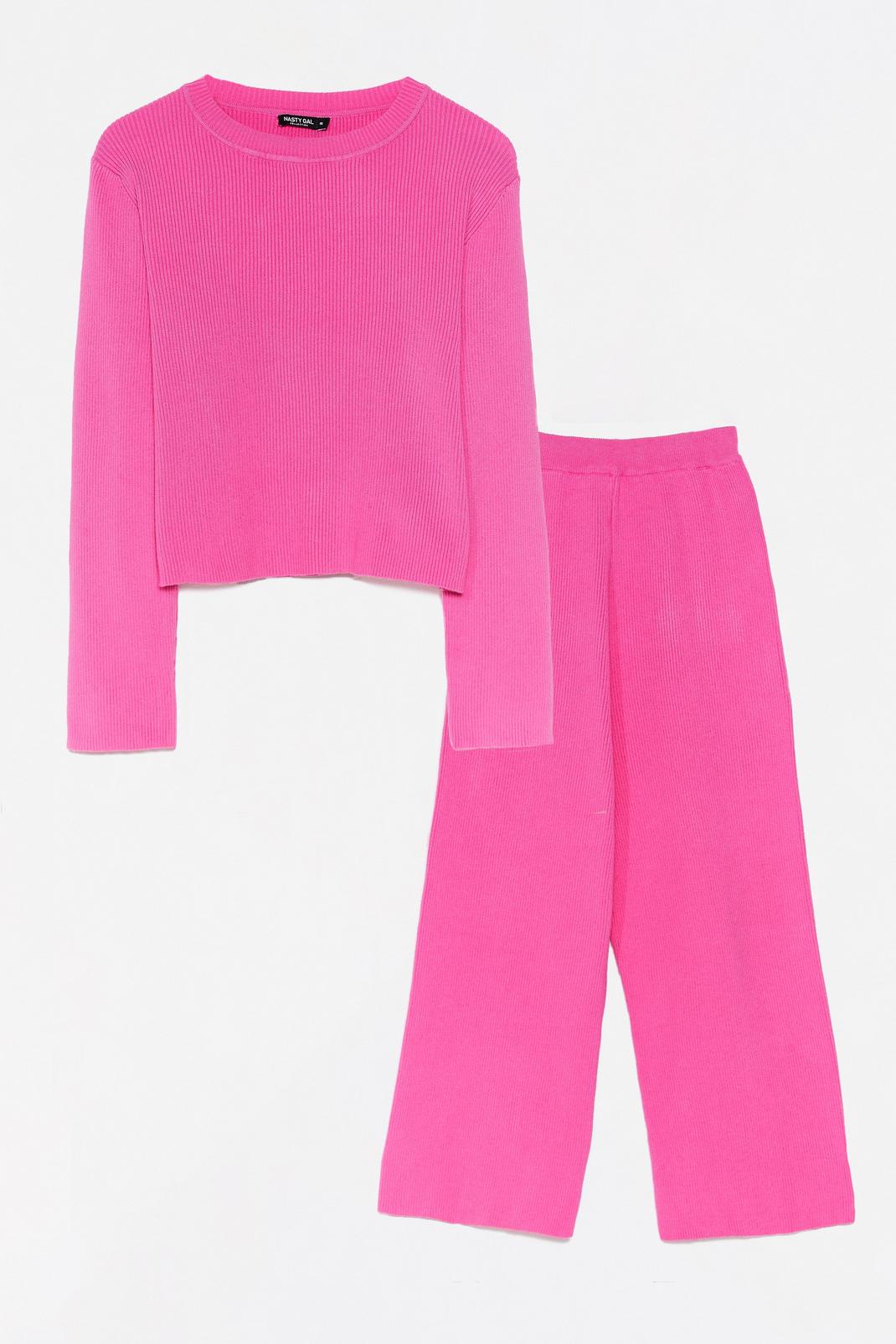 Fuchsia Knit Jumper and Crop Pants Set image number 1