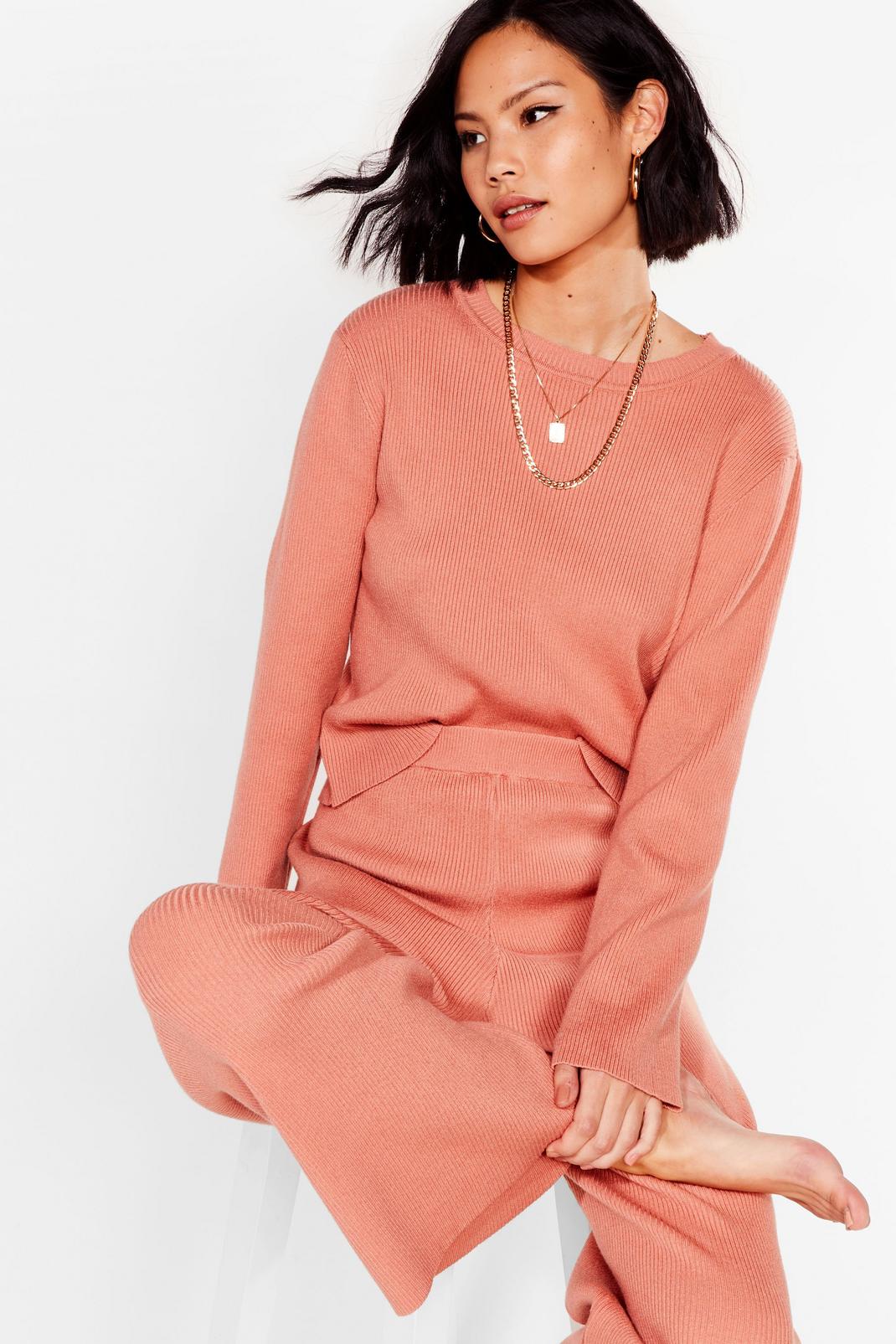 Rose gold Knit Jumper and Crop Trousers Set image number 1