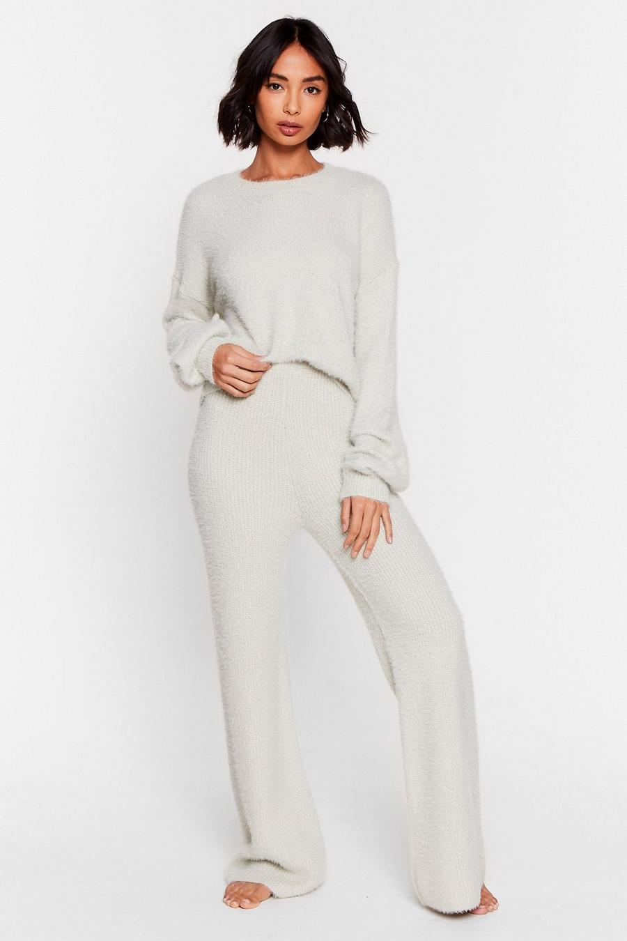Luxe Good to Me Fluffy Knit Wide-Leg Lounge Set