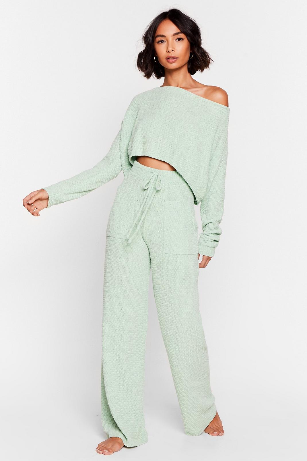 Mint Chenille With It Jumper and Wide-Leg Lounge Set image number 1