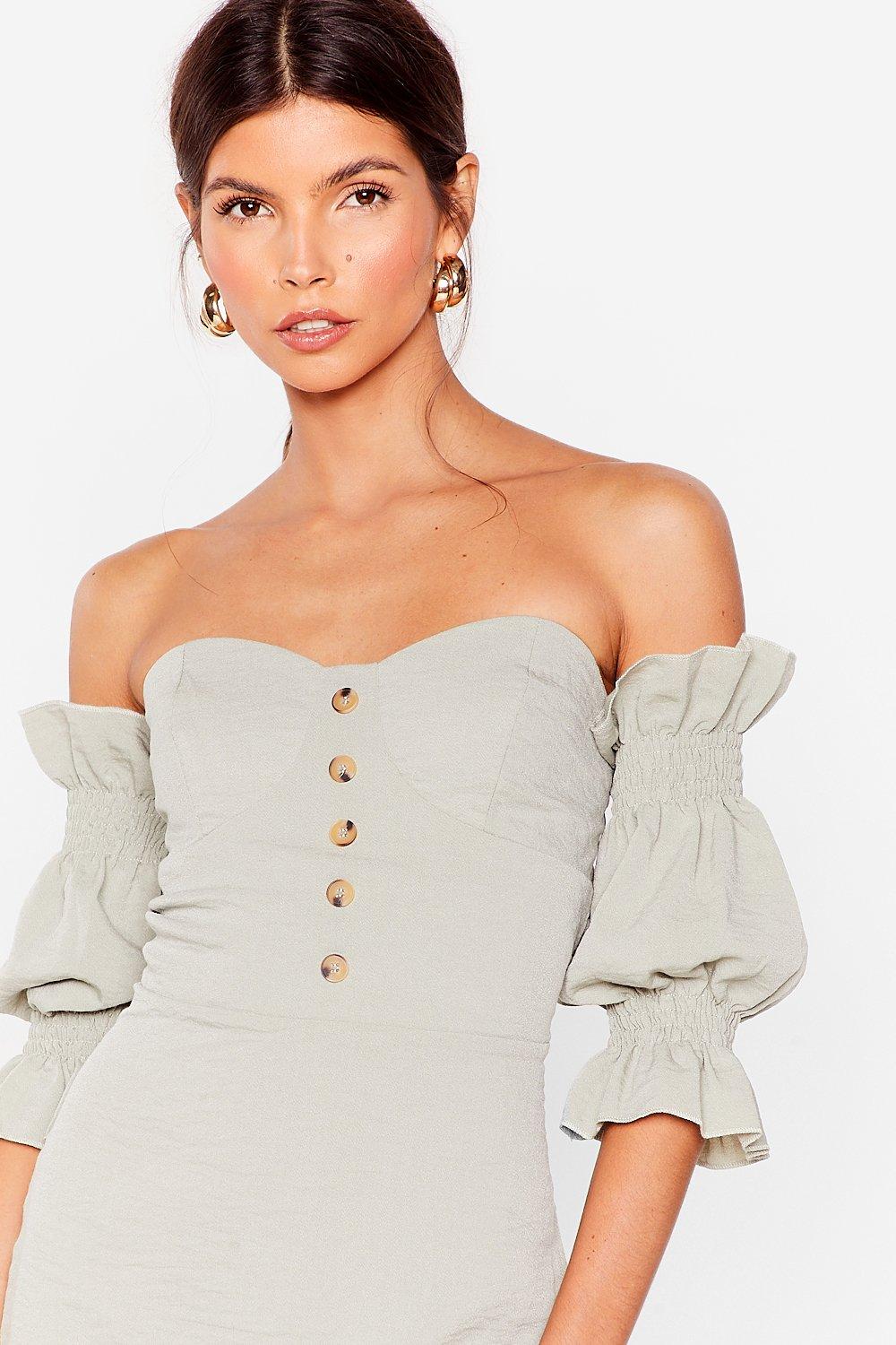 nasty gal white off the shoulder dress