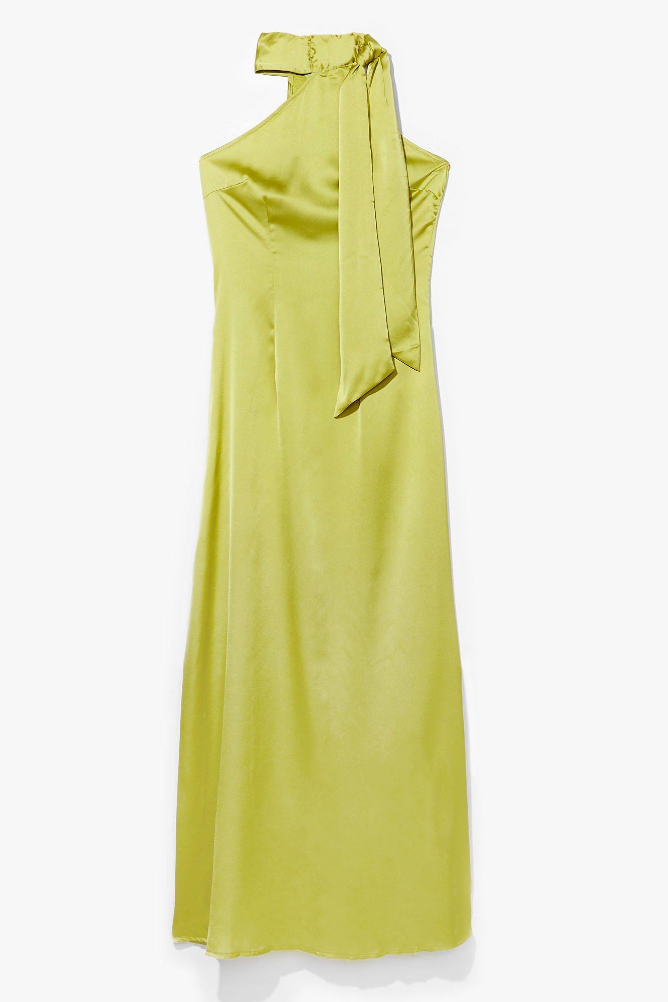 chartreuse satin dress