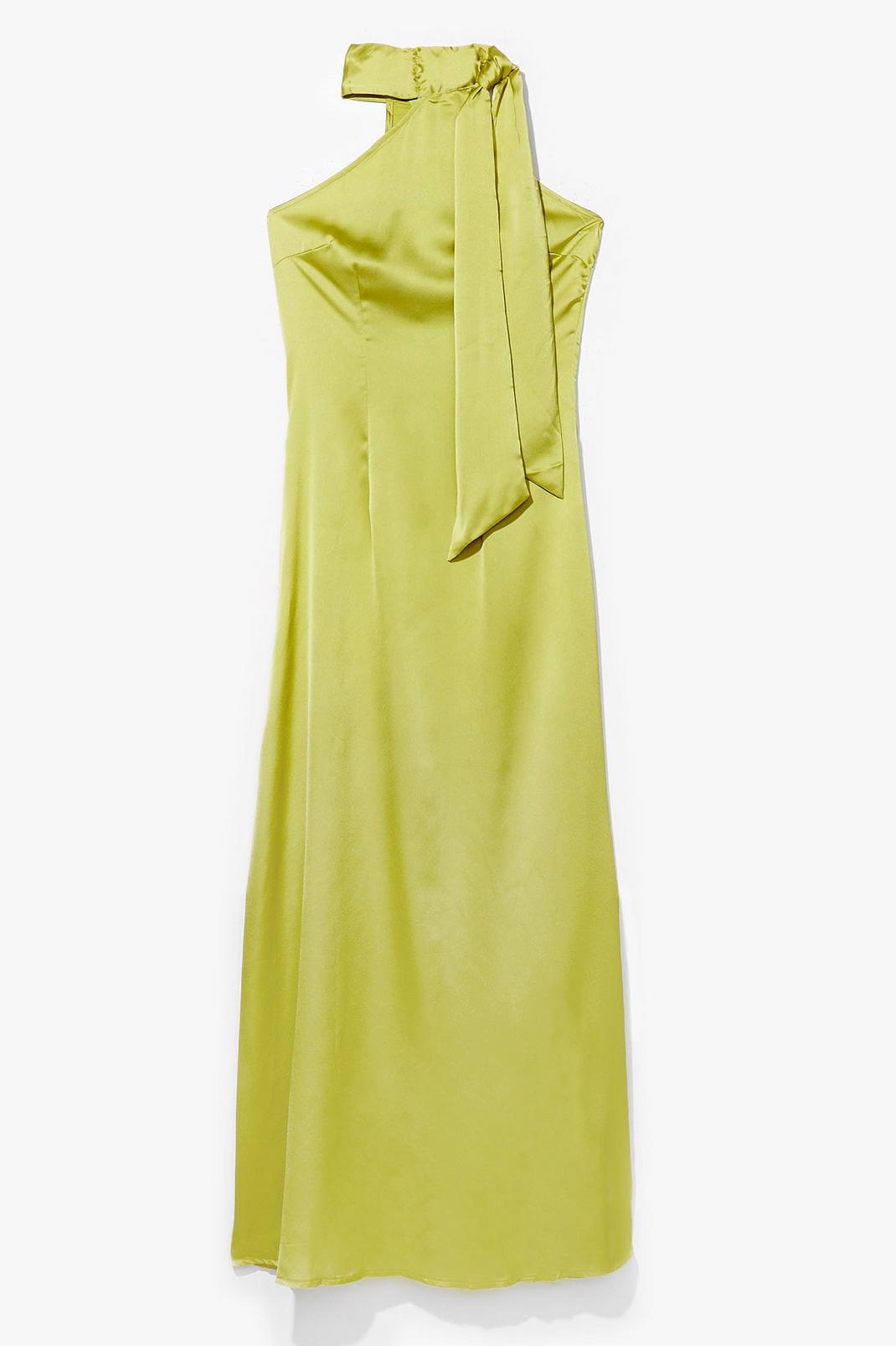 Chartreuse Raise Your Glass Halter Satin Dress image number 1