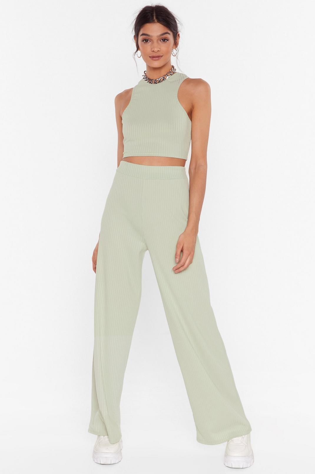 Sage Get Straight to It Top and Wide-Leg Pants Set image number 1