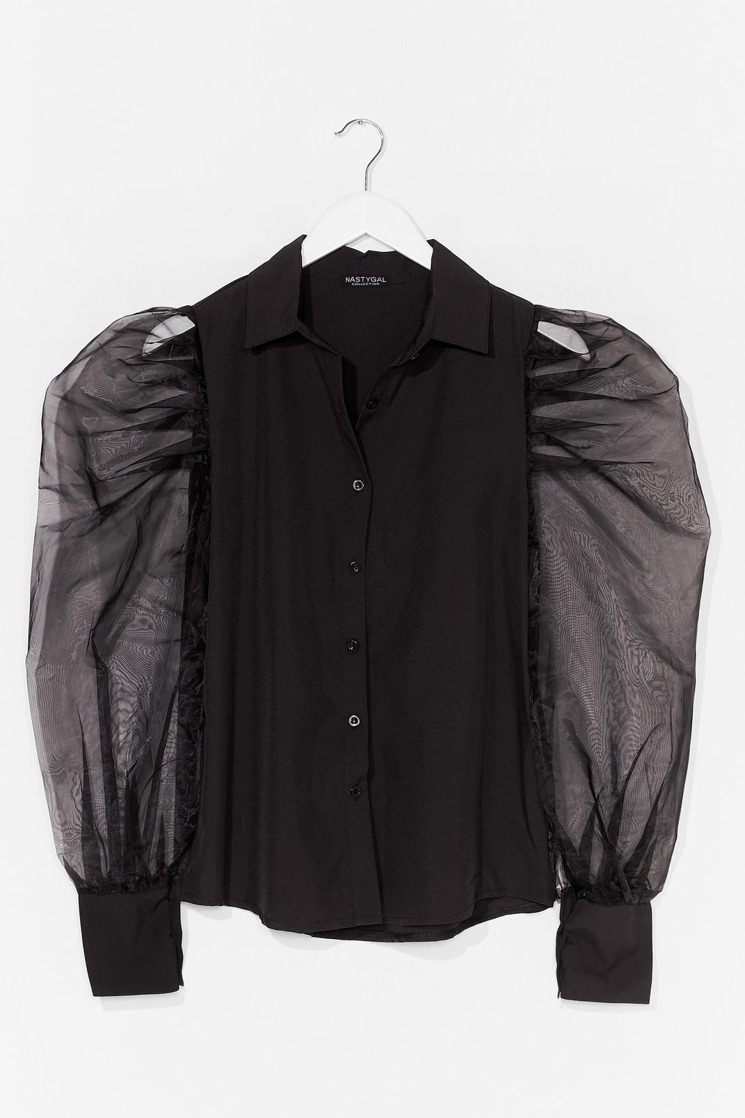 Black Strut Your Puff Sleeve Organza Shirt image number 1