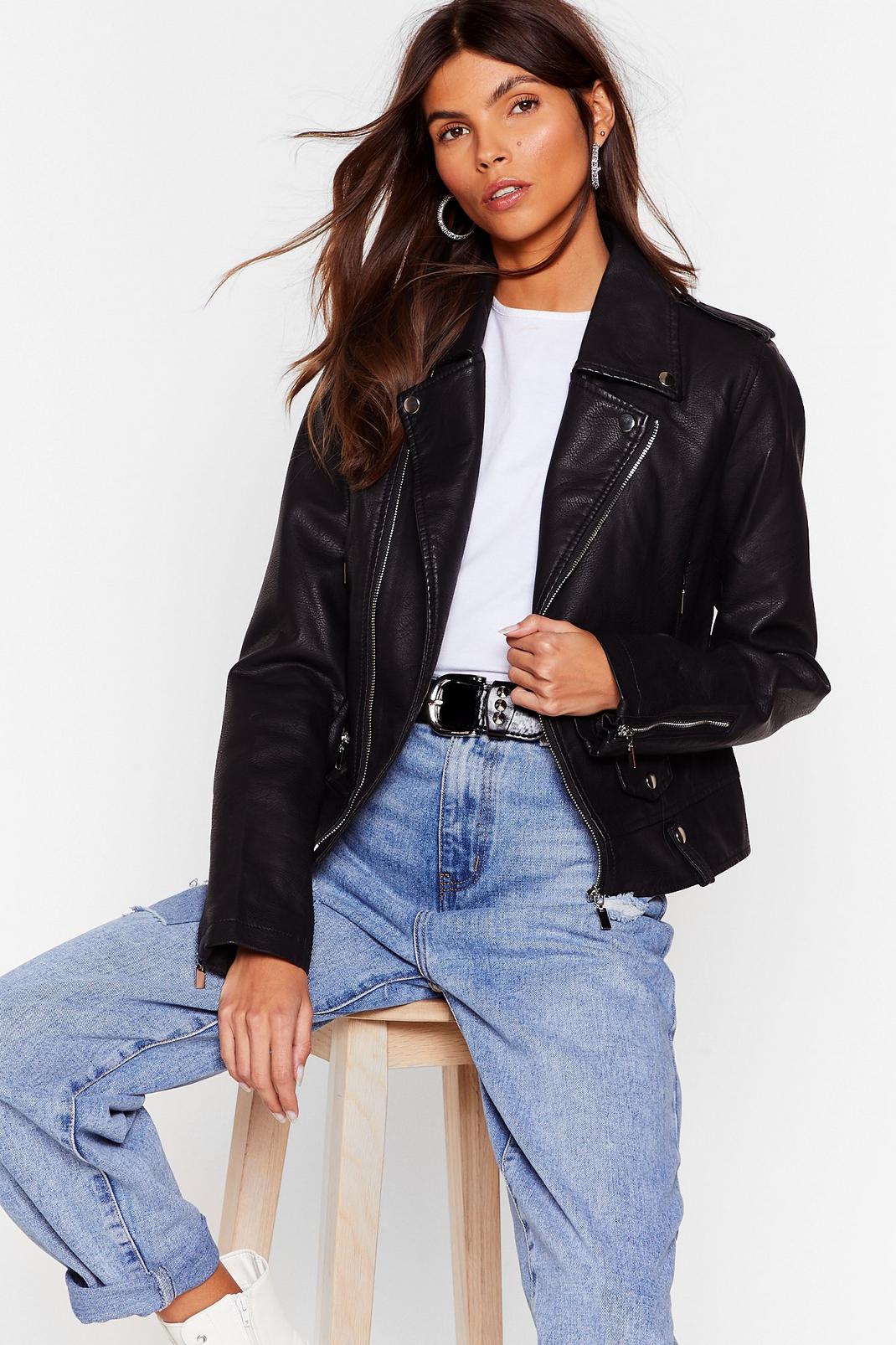 Faux Leather Young Relaxed Moto Jacket image number 1