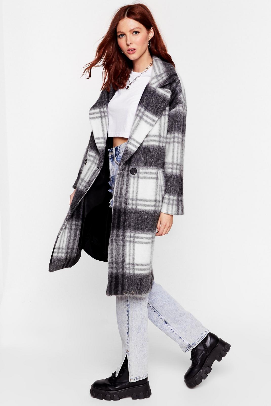 Sorry Just in a Brushed Oversized Check Coat image number 1