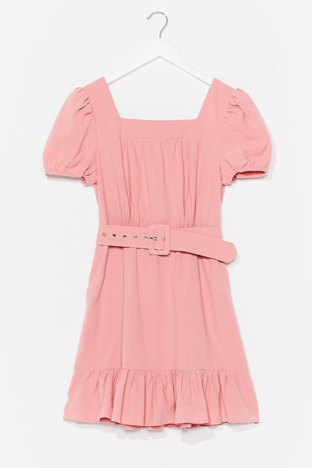 Rose Belted Puff Sleeve Mini Dress image number 1