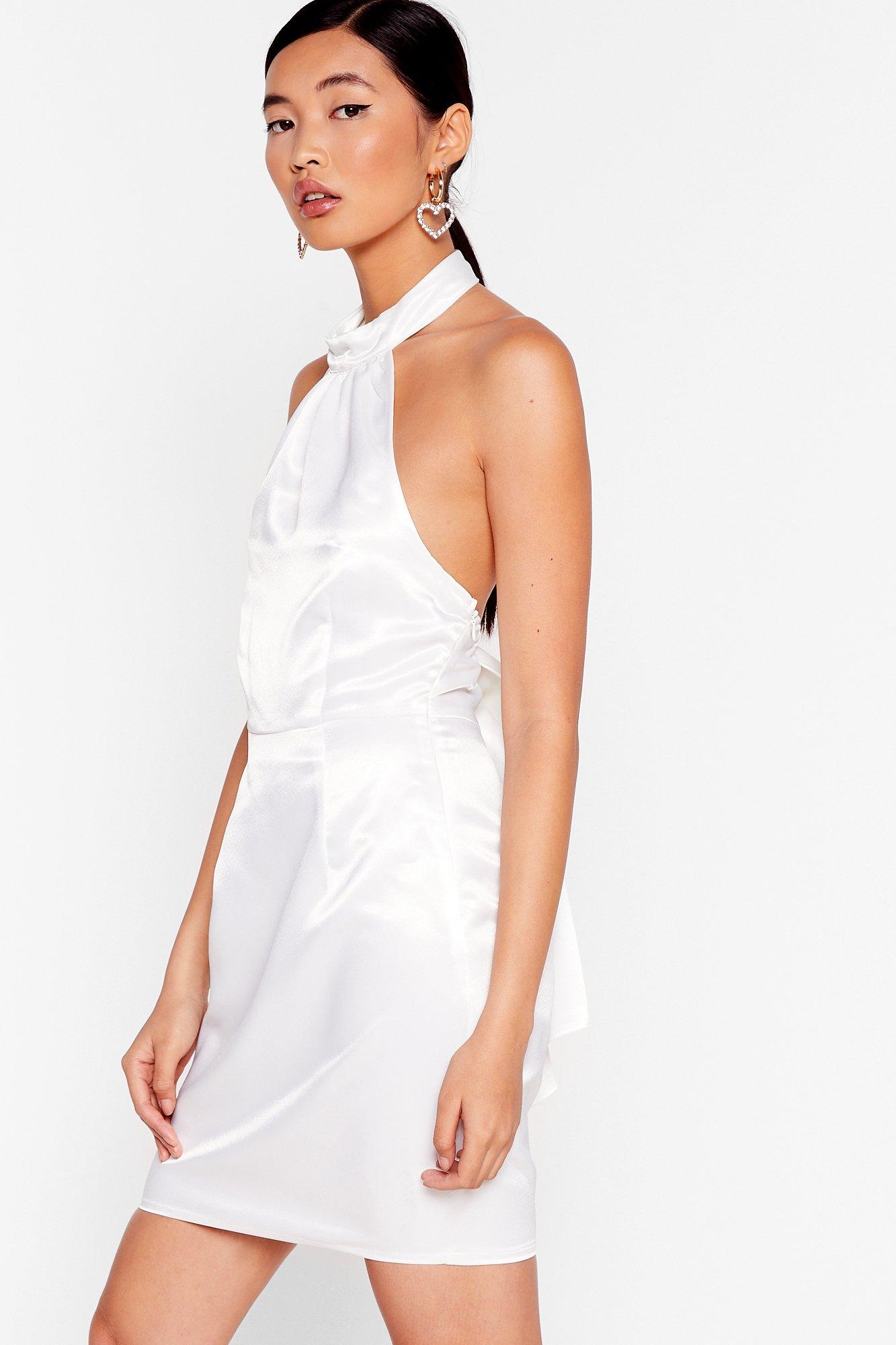 Bow'ing Out Satin Halter Dress