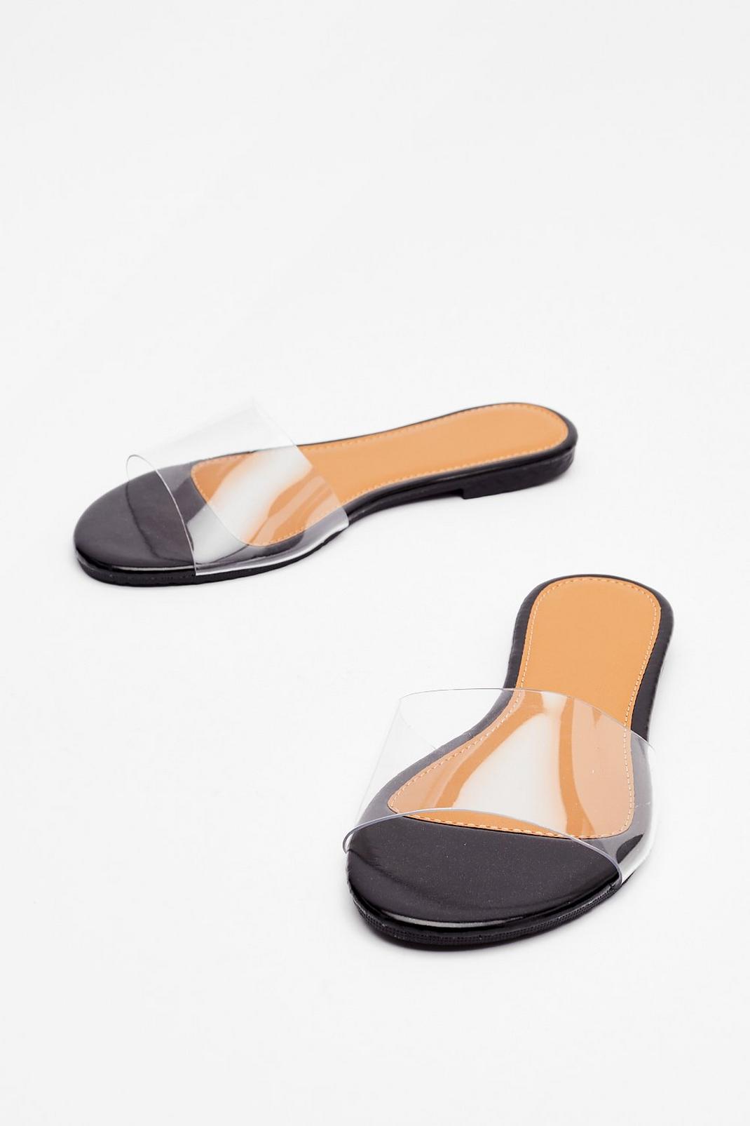 Black Simple as That Clear Flat Sandals image number 1