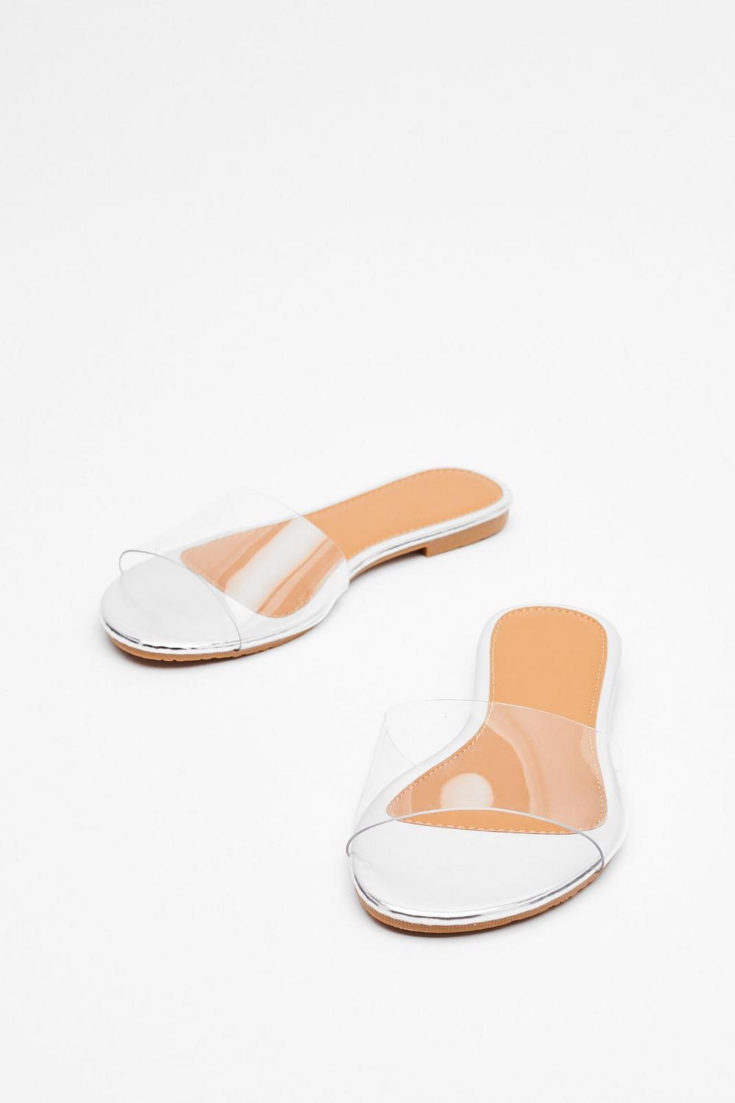 Silver Simple as That Clear Flat Sandals image number 1
