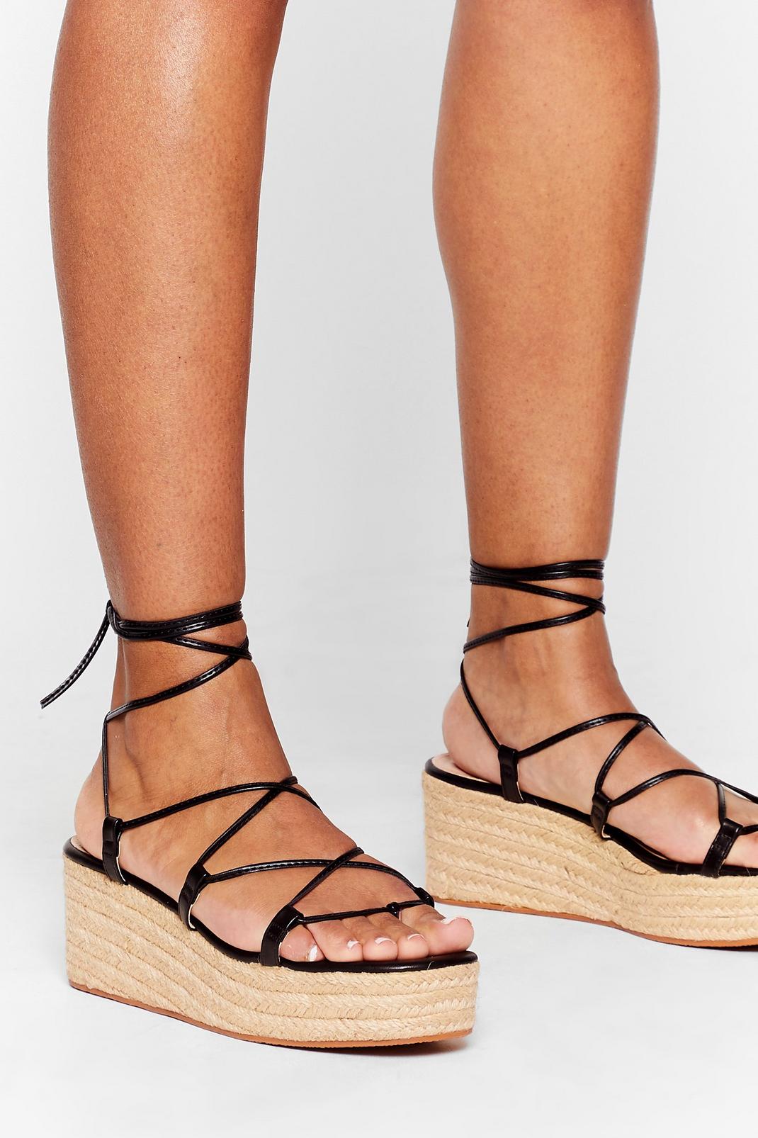 Hope You're Strappy Now Woven Platform Sandals image number 1