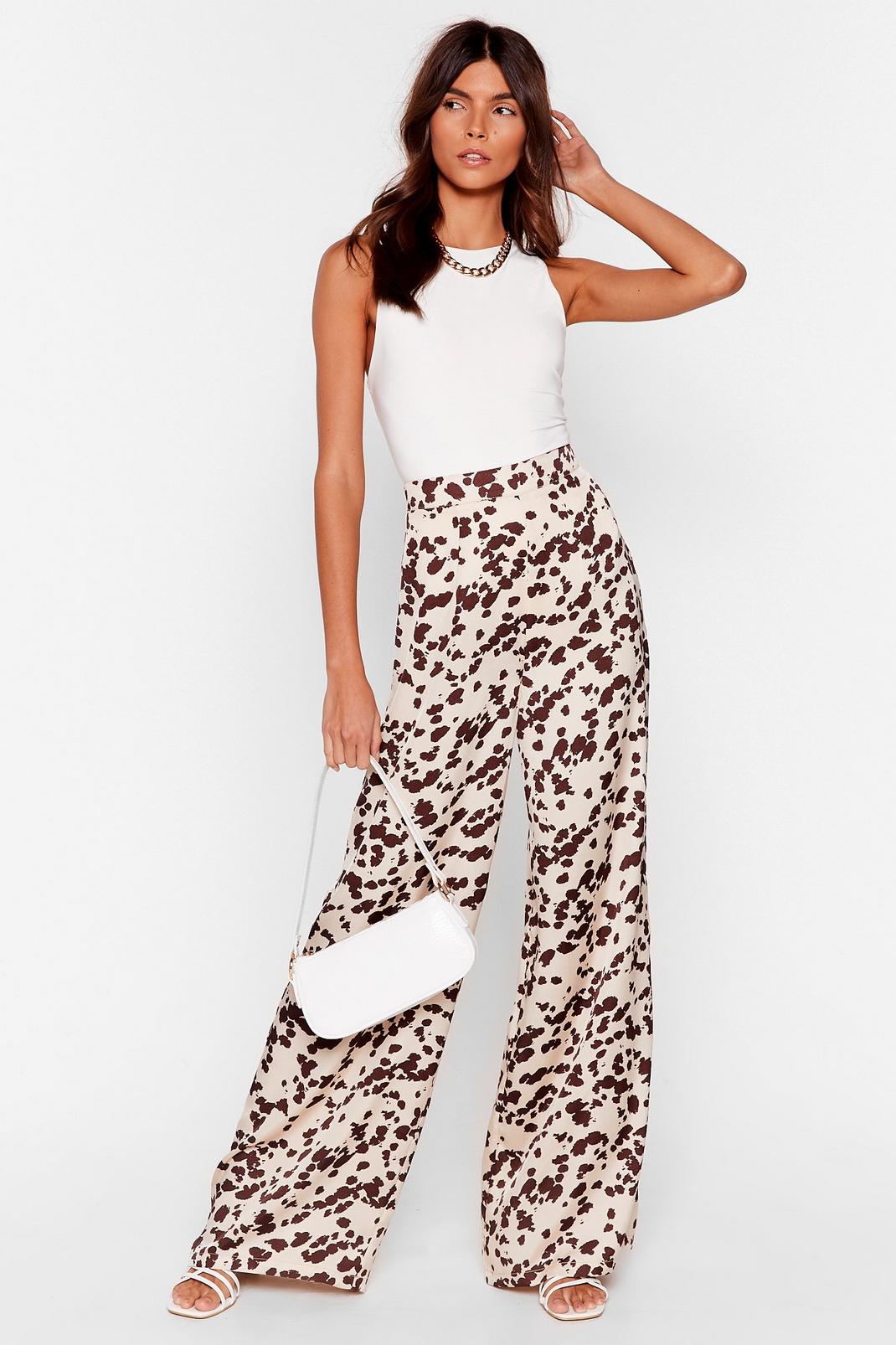 Just Cow We Like It High-Waisted Wide-Leg Pants image number 1