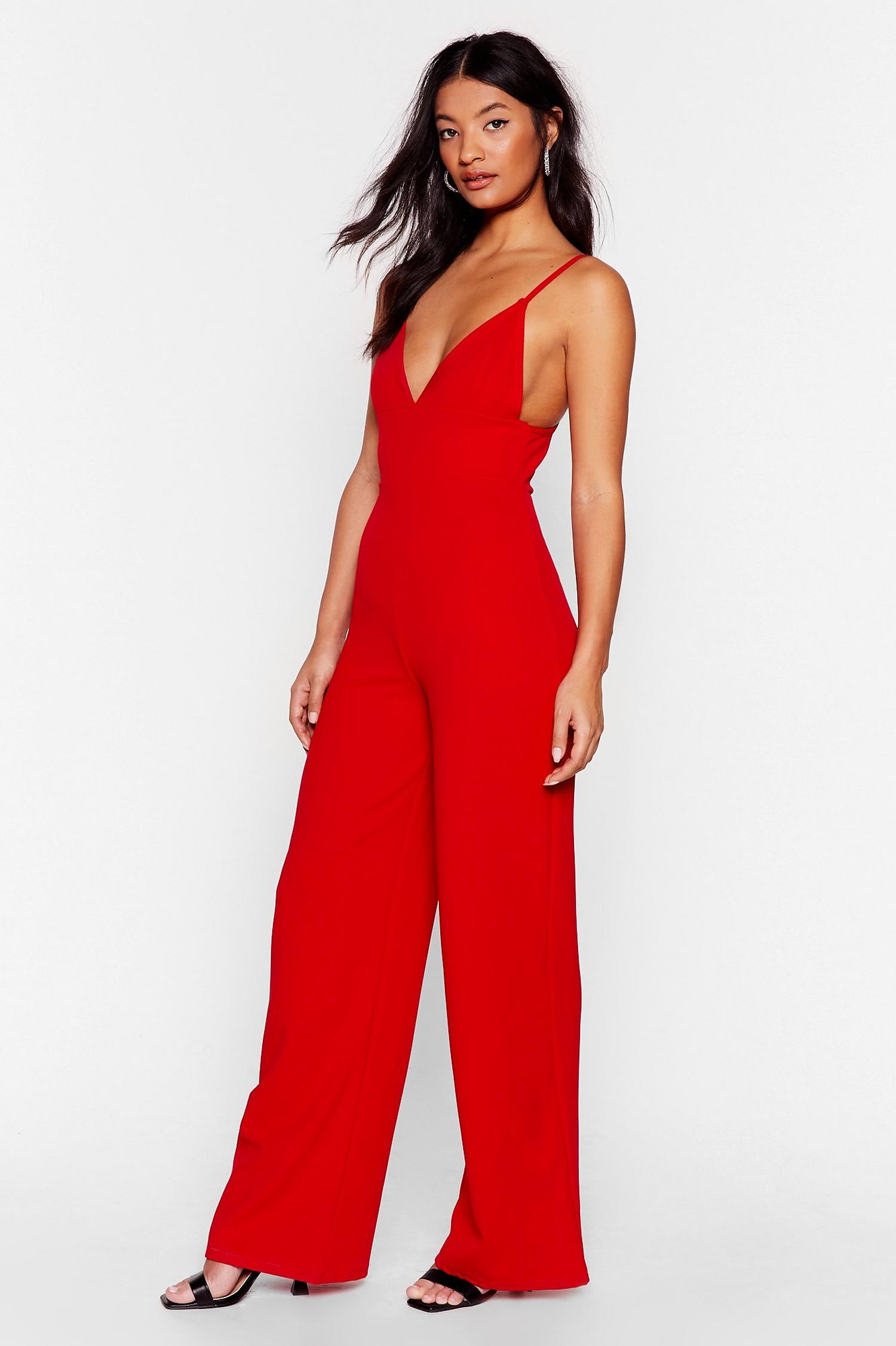 Going In Plunging Wide-Leg Jumpsuit | Nasty Gal