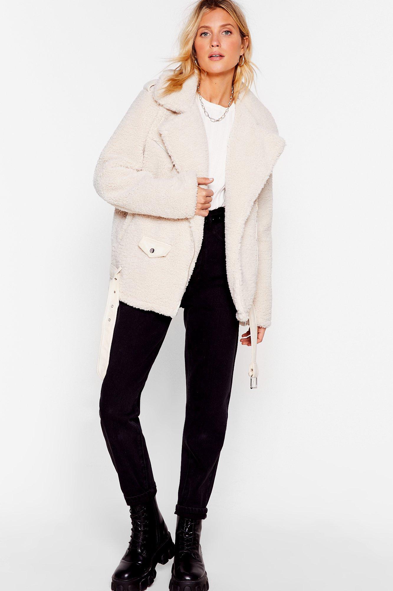 nasty gal teddy bear coat