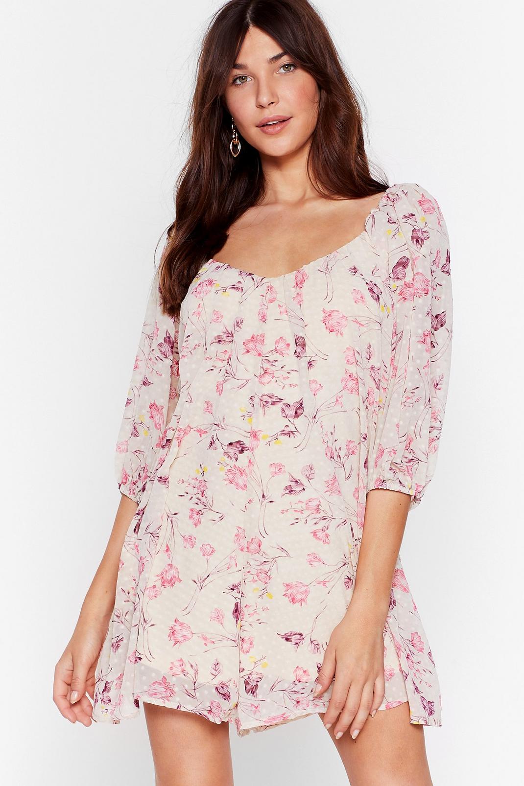 Pink Where'd You Grow Floral Playsuit image number 1