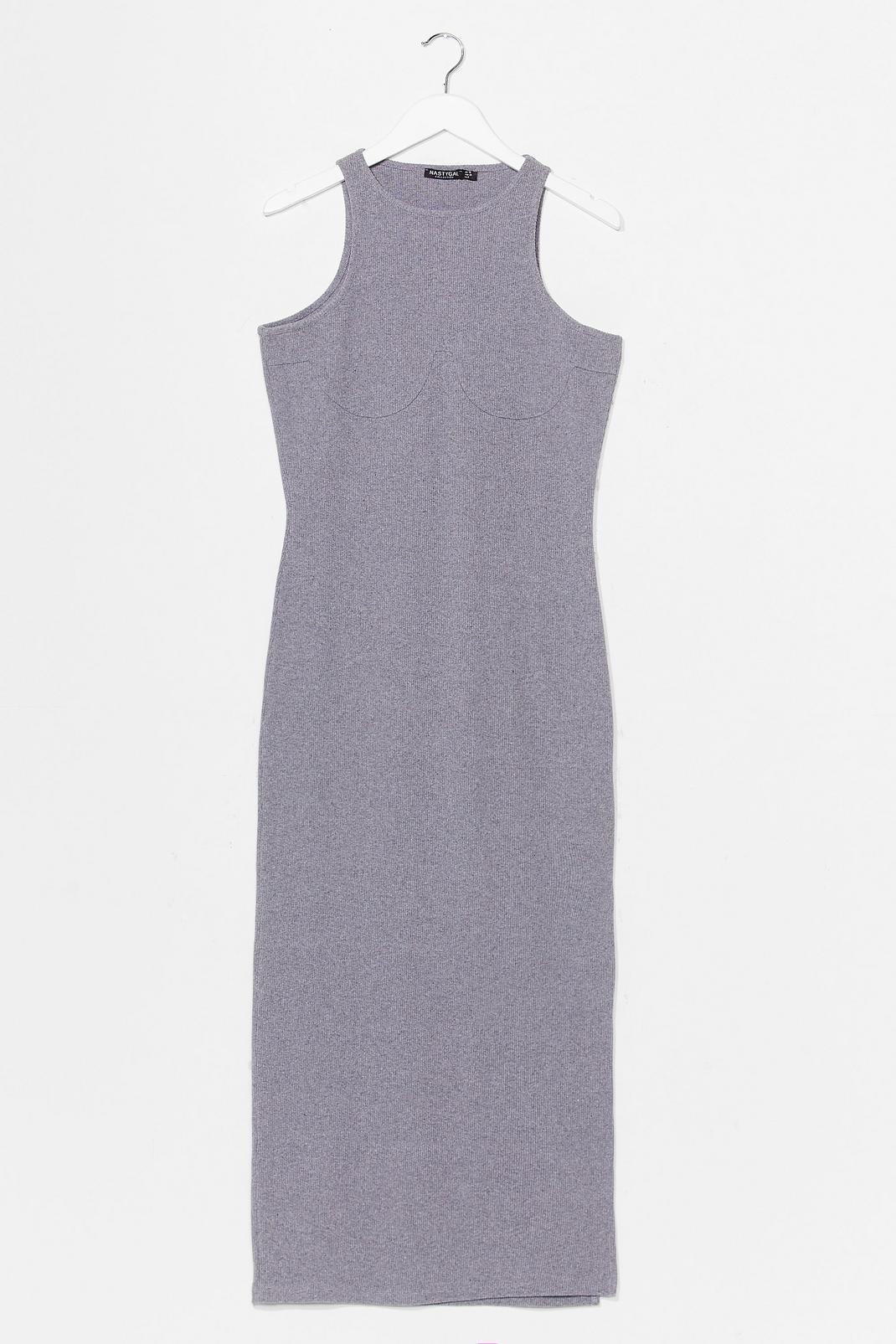 Grey Ribbed Racer Back Bodycon Midi Dress image number 1