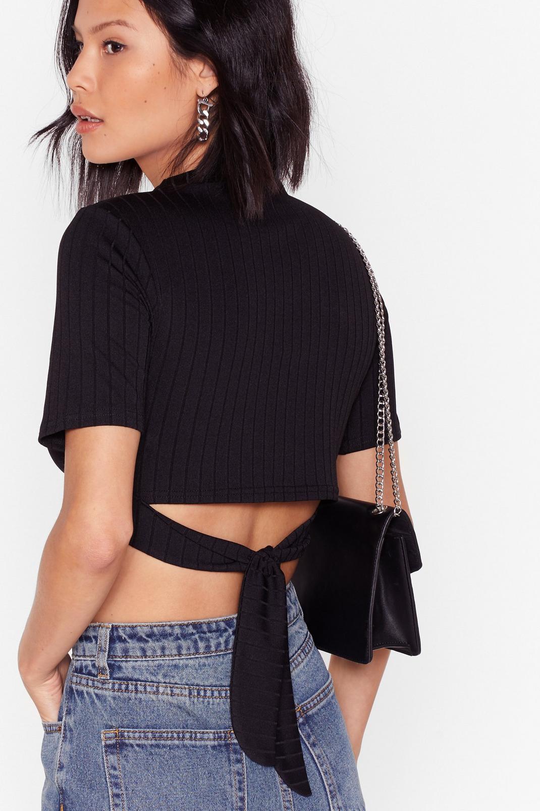 High Neck and Back Tie Closure Crop Top image number 1
