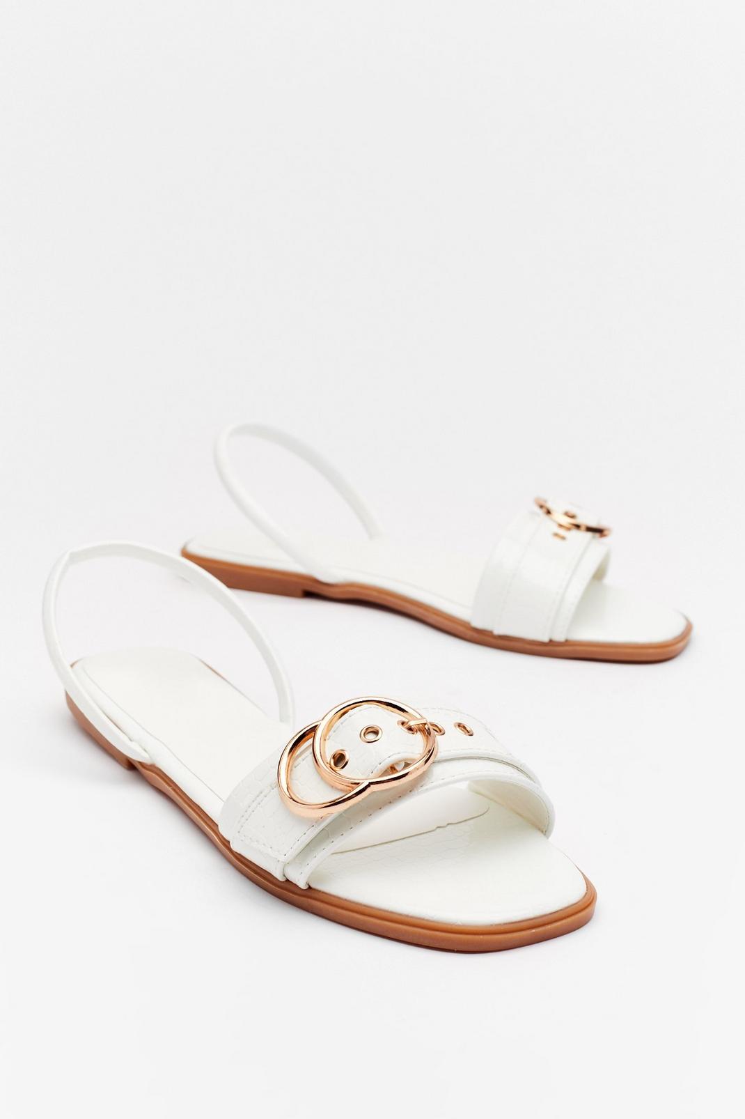Buckle Up Faux Leather Flat Sandals image number 1