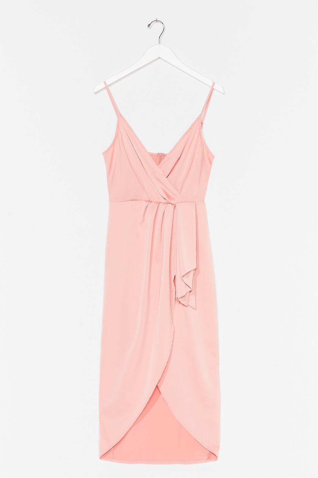 Apricot Strappy Pleated Midi Wrap Dress image number 1
