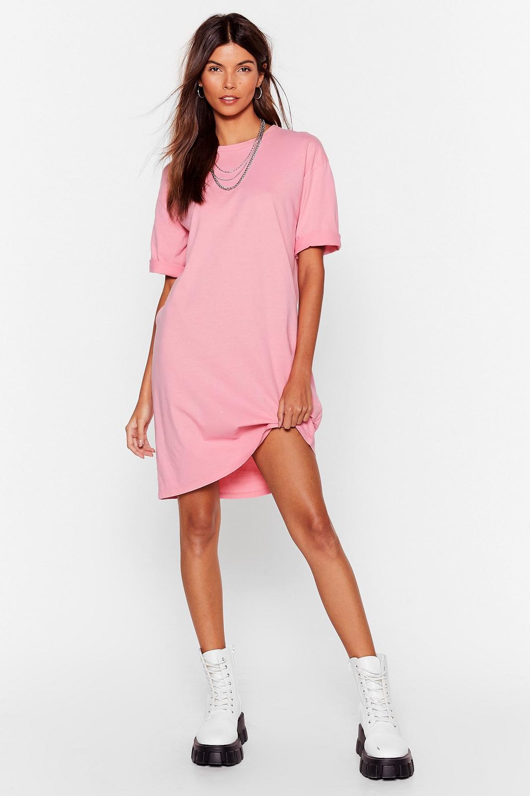 Pink Washed Short Sleeve T-Shirt Dress image number 1