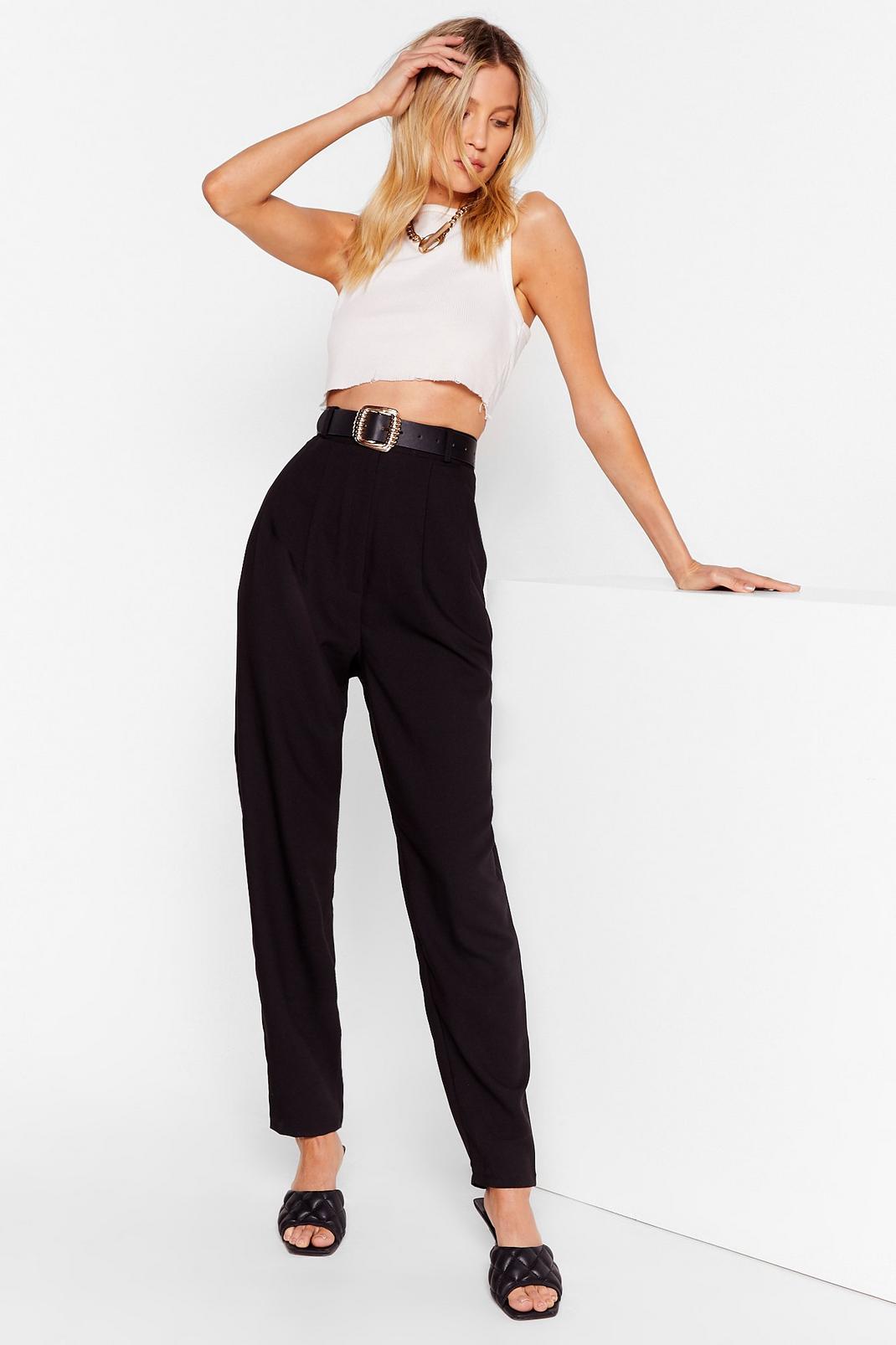 High Waisted Pleated Tapered Pants