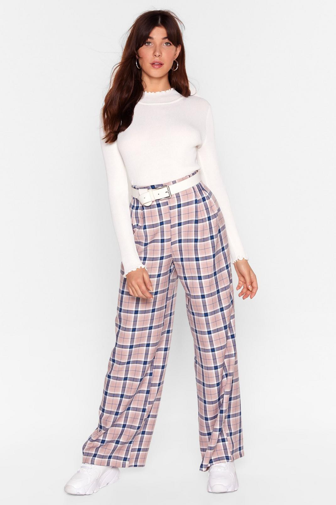 Let's Get the Check High-Waisted Wide-Leg Pants image number 1