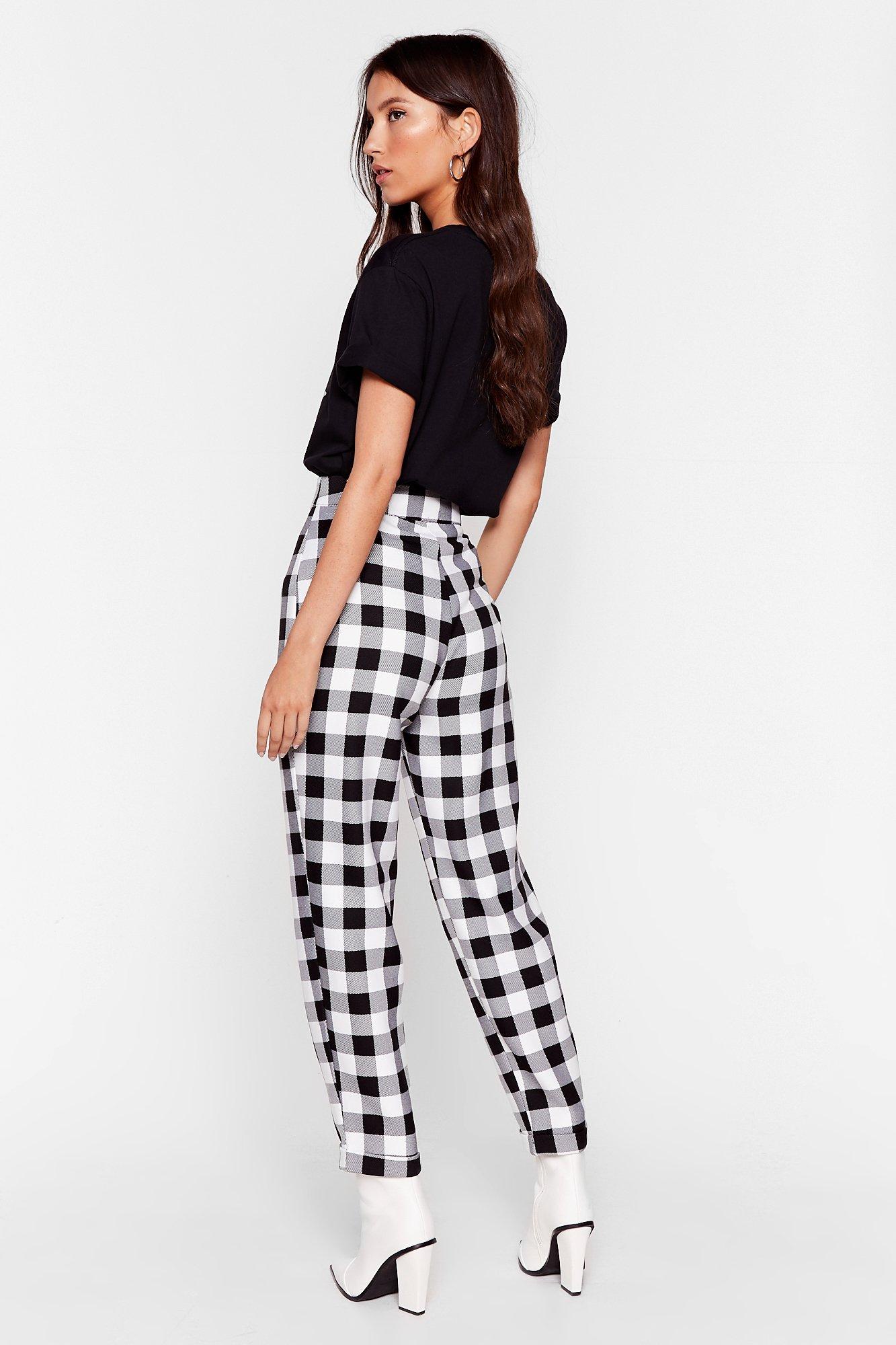 Gingham on sale tapered trousers