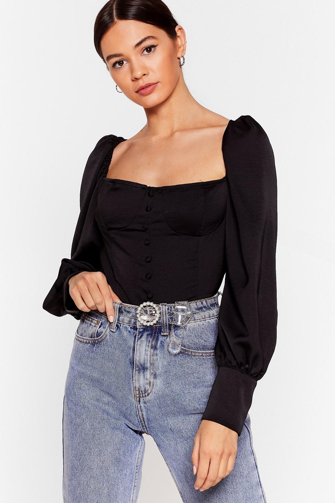 Puff Sleeve Button Up Tie Back Blouse | Nasty Gal