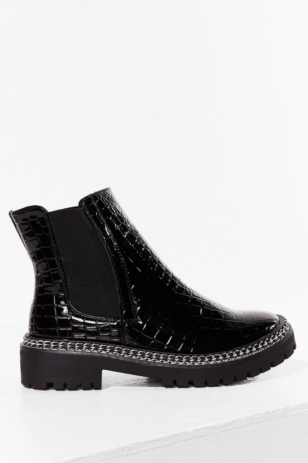 Would'nt Chain-ge a Thing Faux Leather Chelsea Boots image number 1
