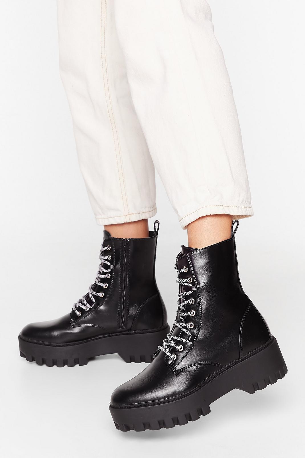 She's Lace-Up to Somethin' Cleated Platform Boots | Nasty Gal