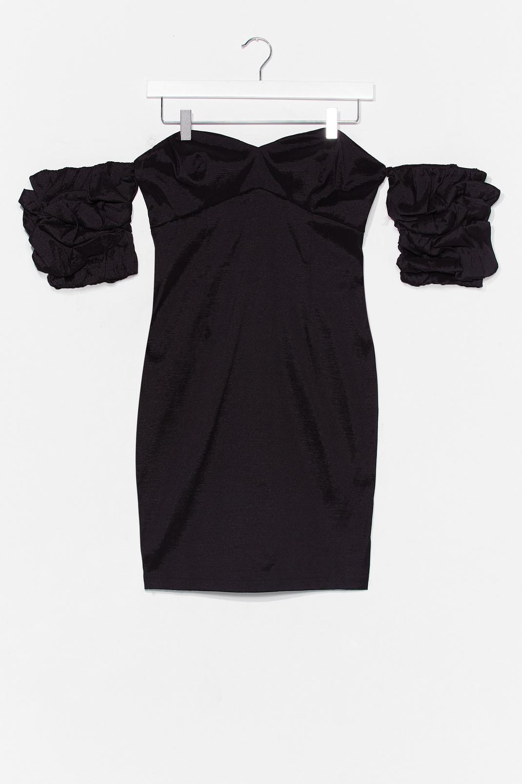 Black Exrteme Sleeve Bardot Mini Dress image number 1