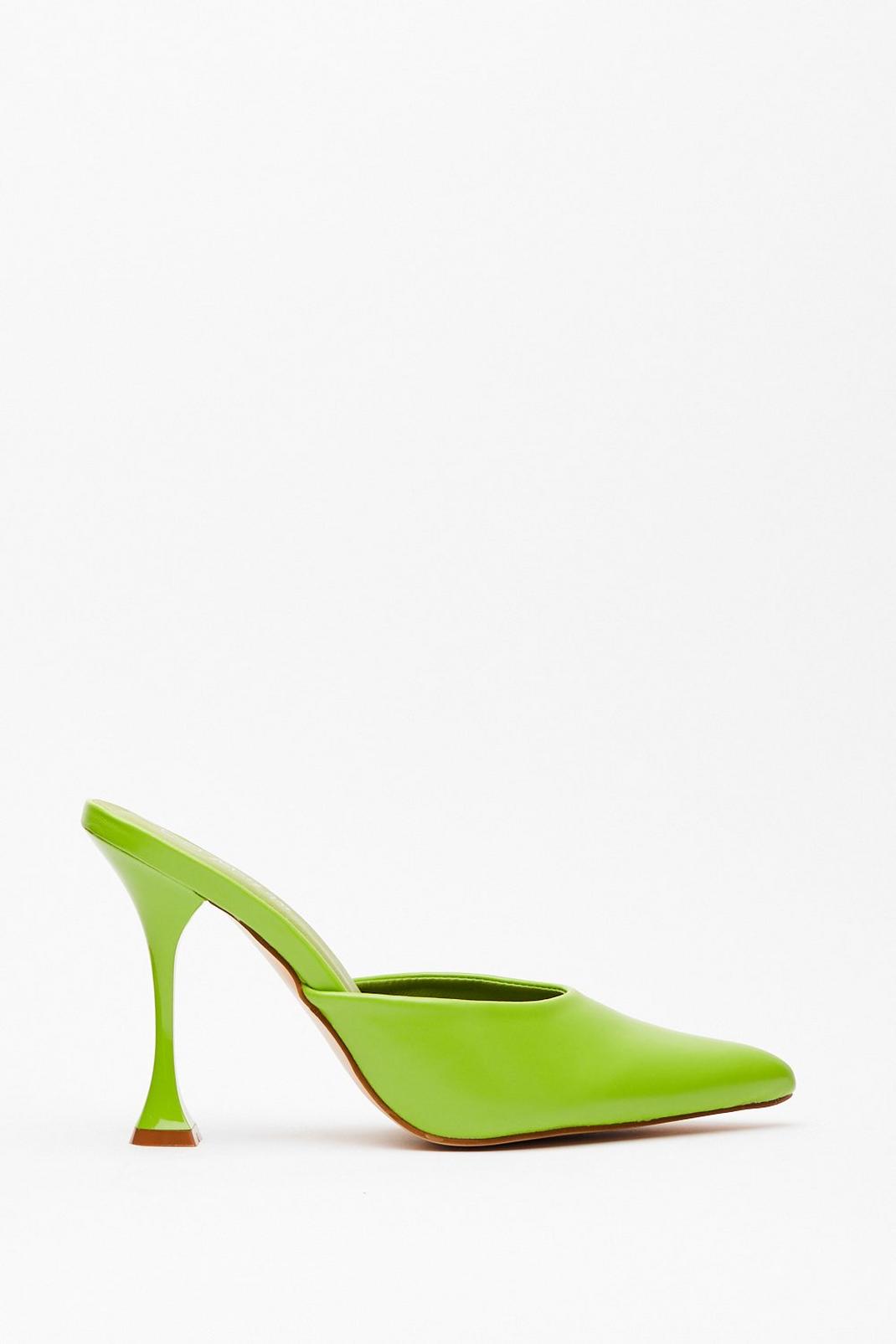 Chartreuse Faux Leather Pointed Toe Stiletto Heels image number 1