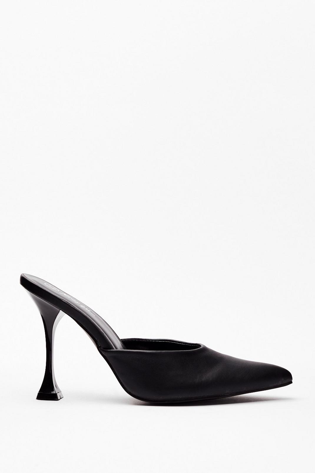 Pointed Faux Leather Stiletto Mules image number 1