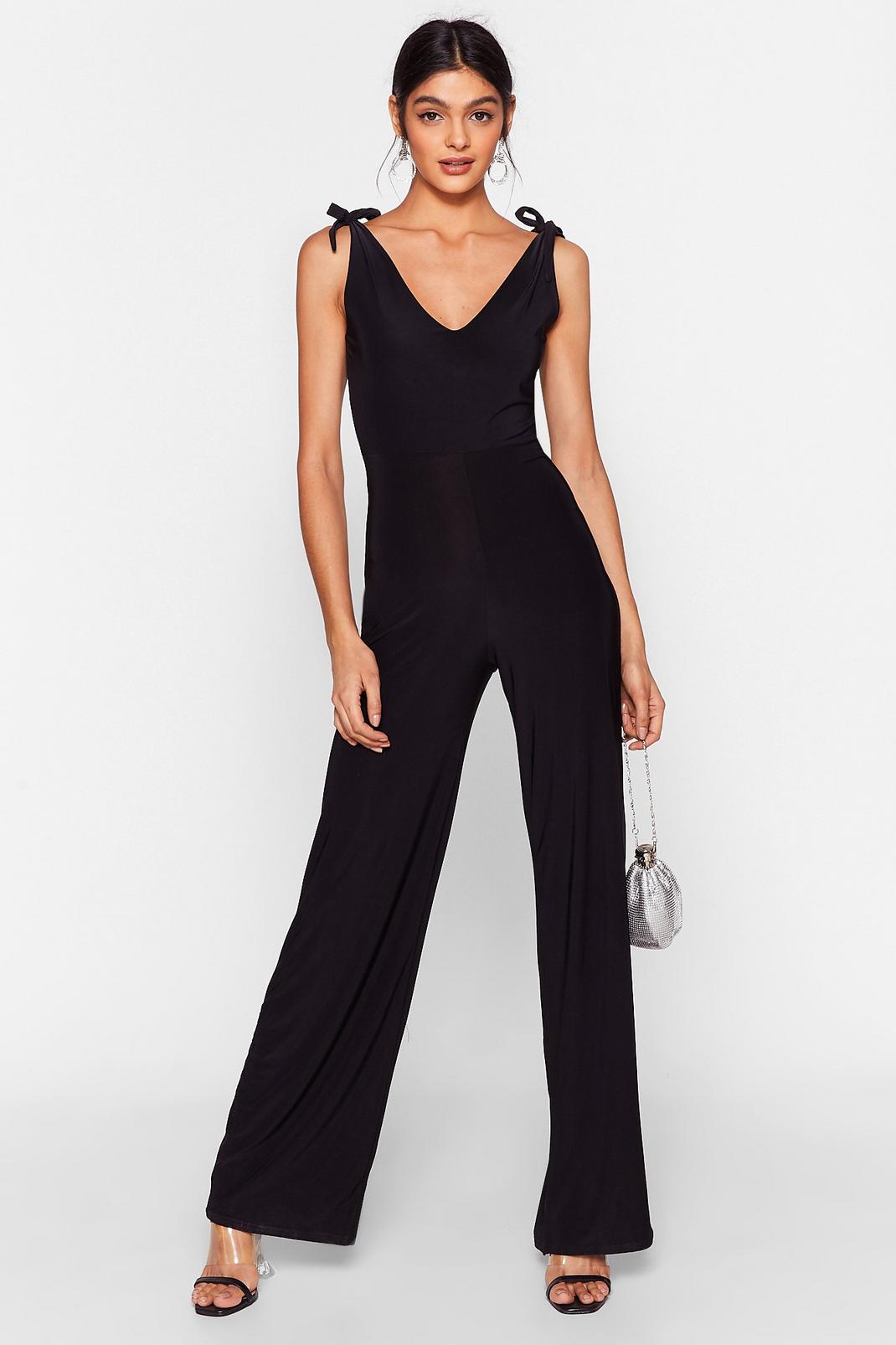 It's Worth a Tie Plunging Wide-Leg Jumpsuit image number 1