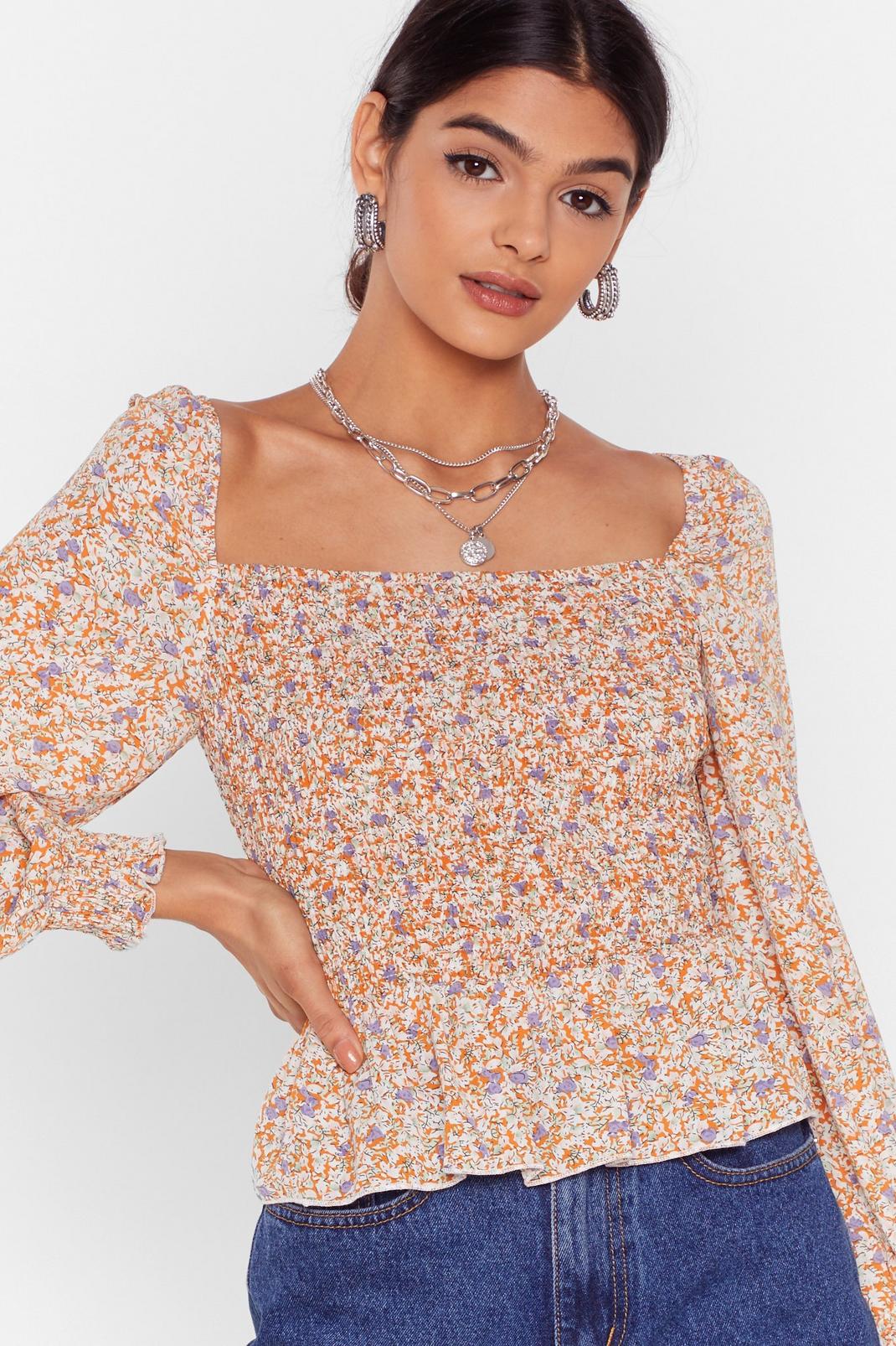 Heard You Were Growin' Floral Shirred Blouse image number 1