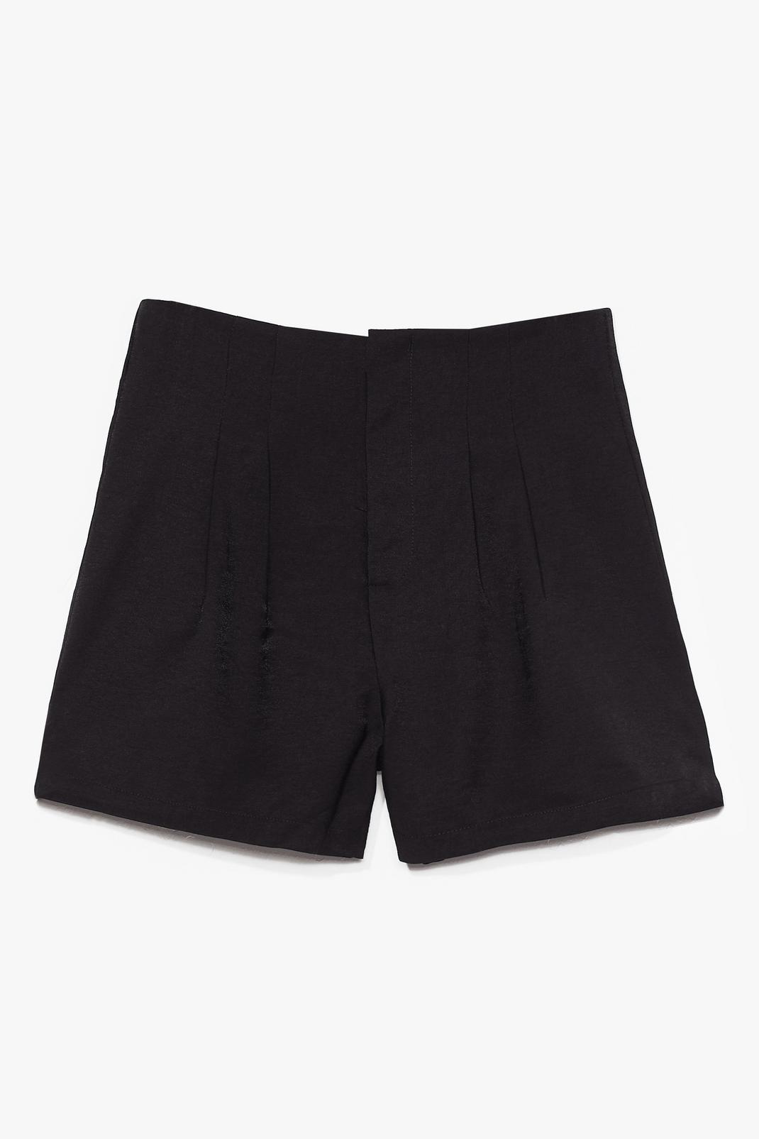 Black Pleated High Waisted Shorts image number 1