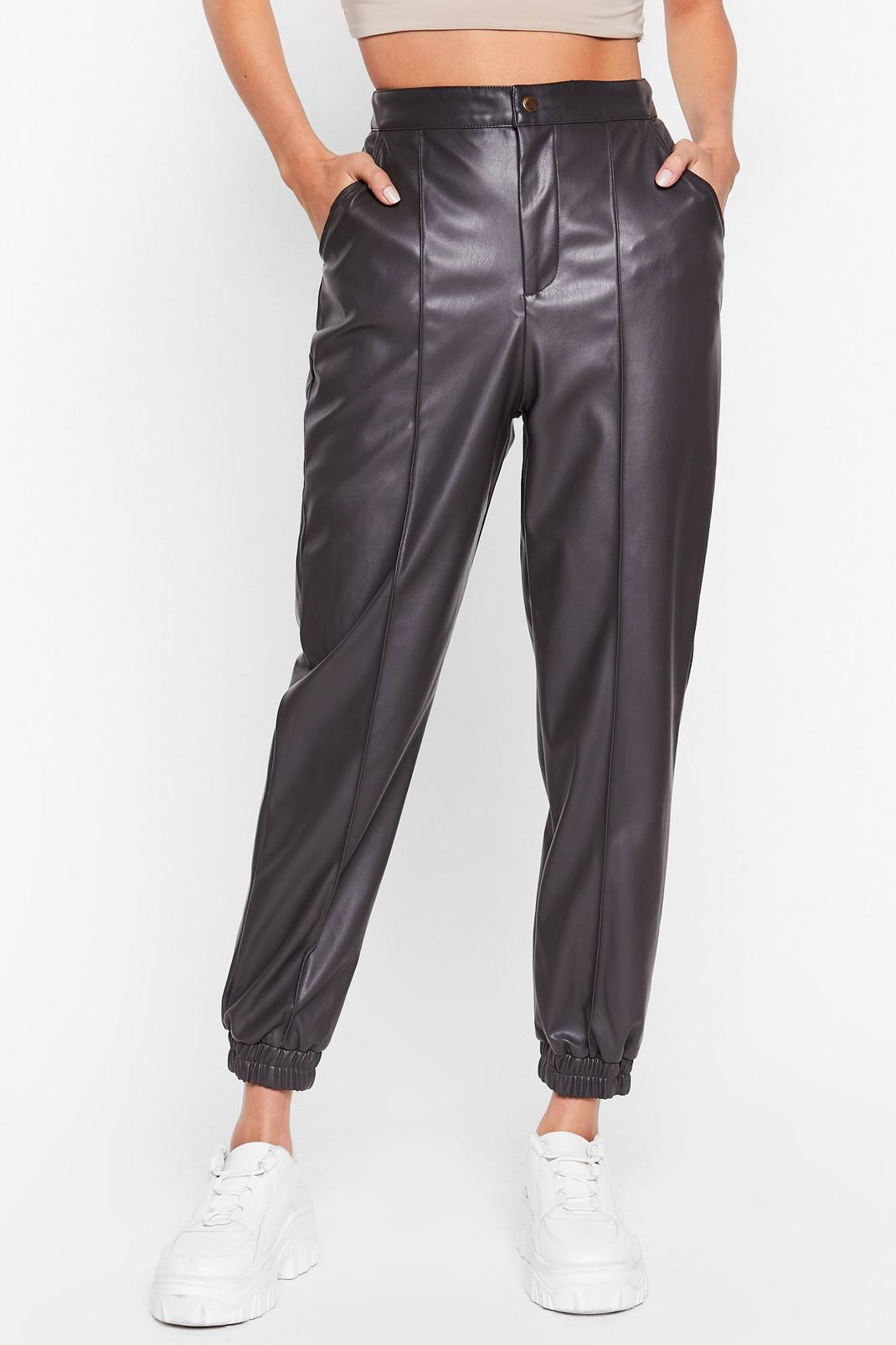 h&m faux leather joggers