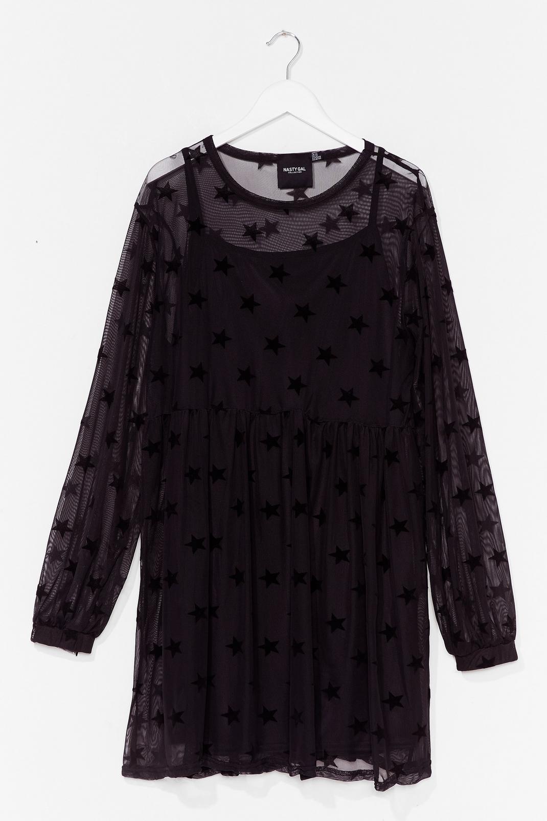 Grande taille - Robe babydoll en mesh à motifs étoiles image number 1