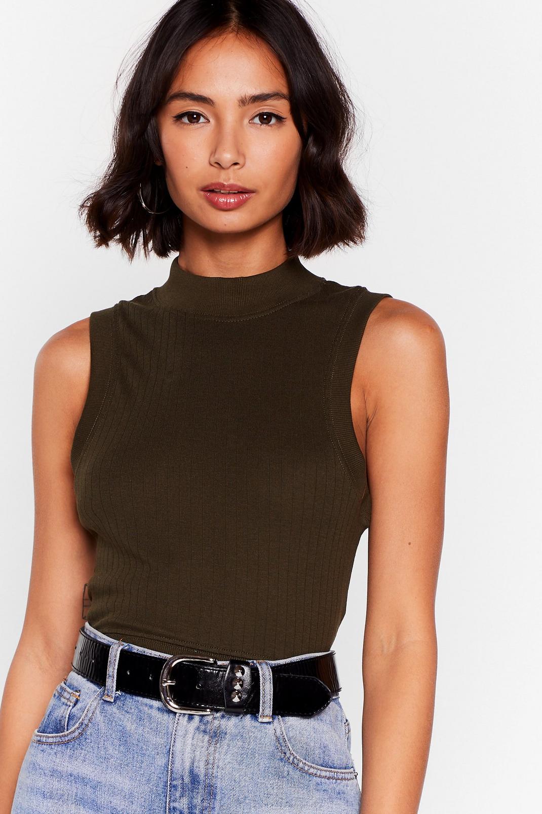What the Neck Ribbed Crop Top image number 1