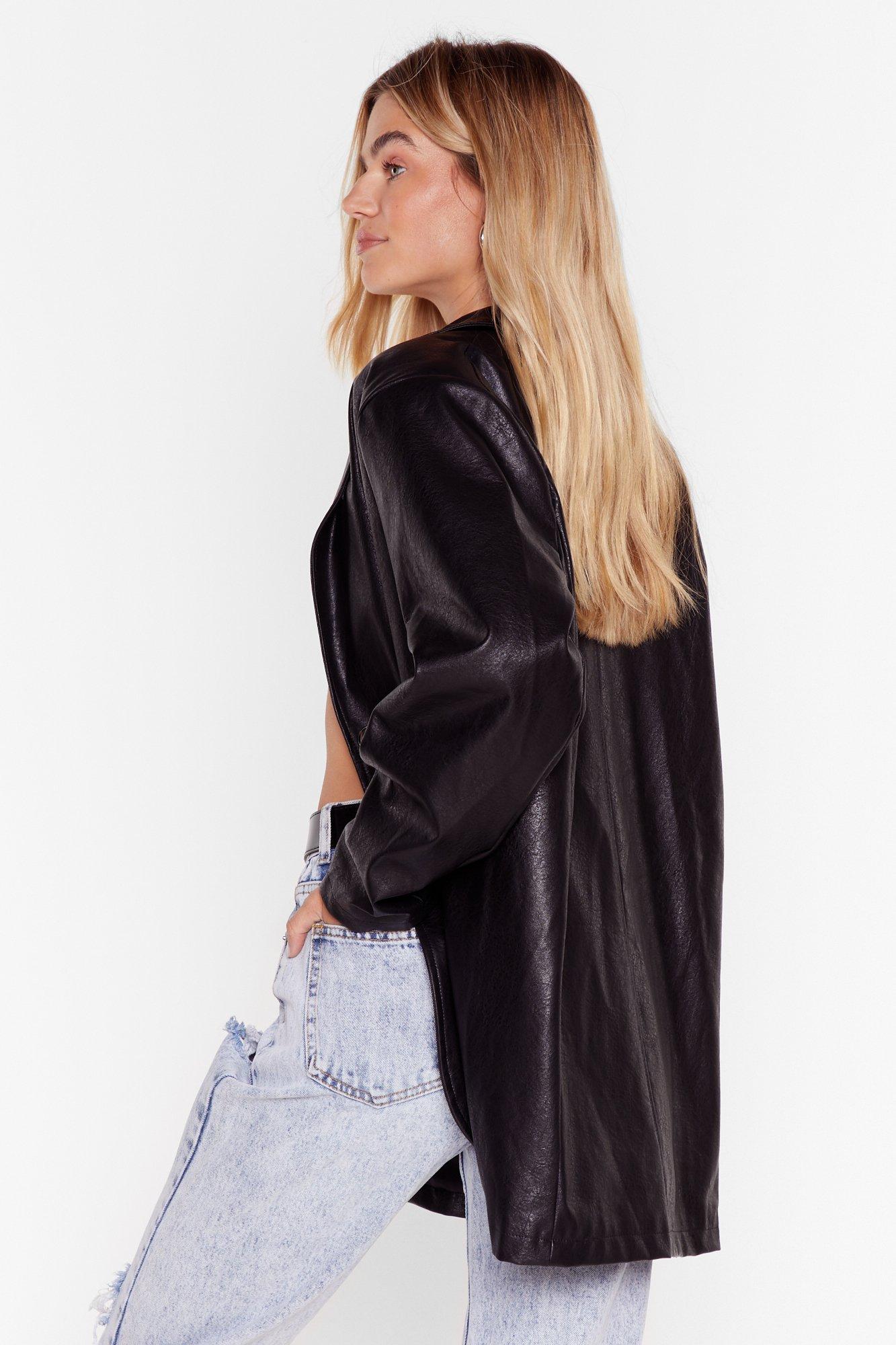 longline leather blazer