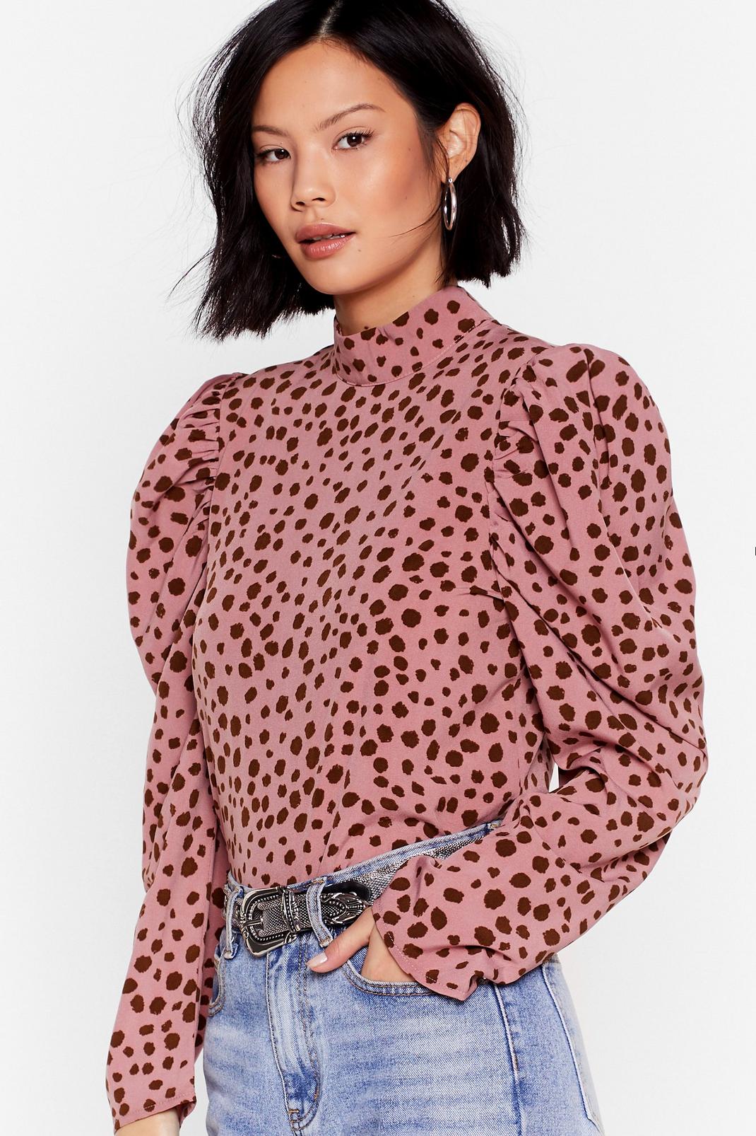Hungry for More Leopard Puff Sleeve Blouse image number 1